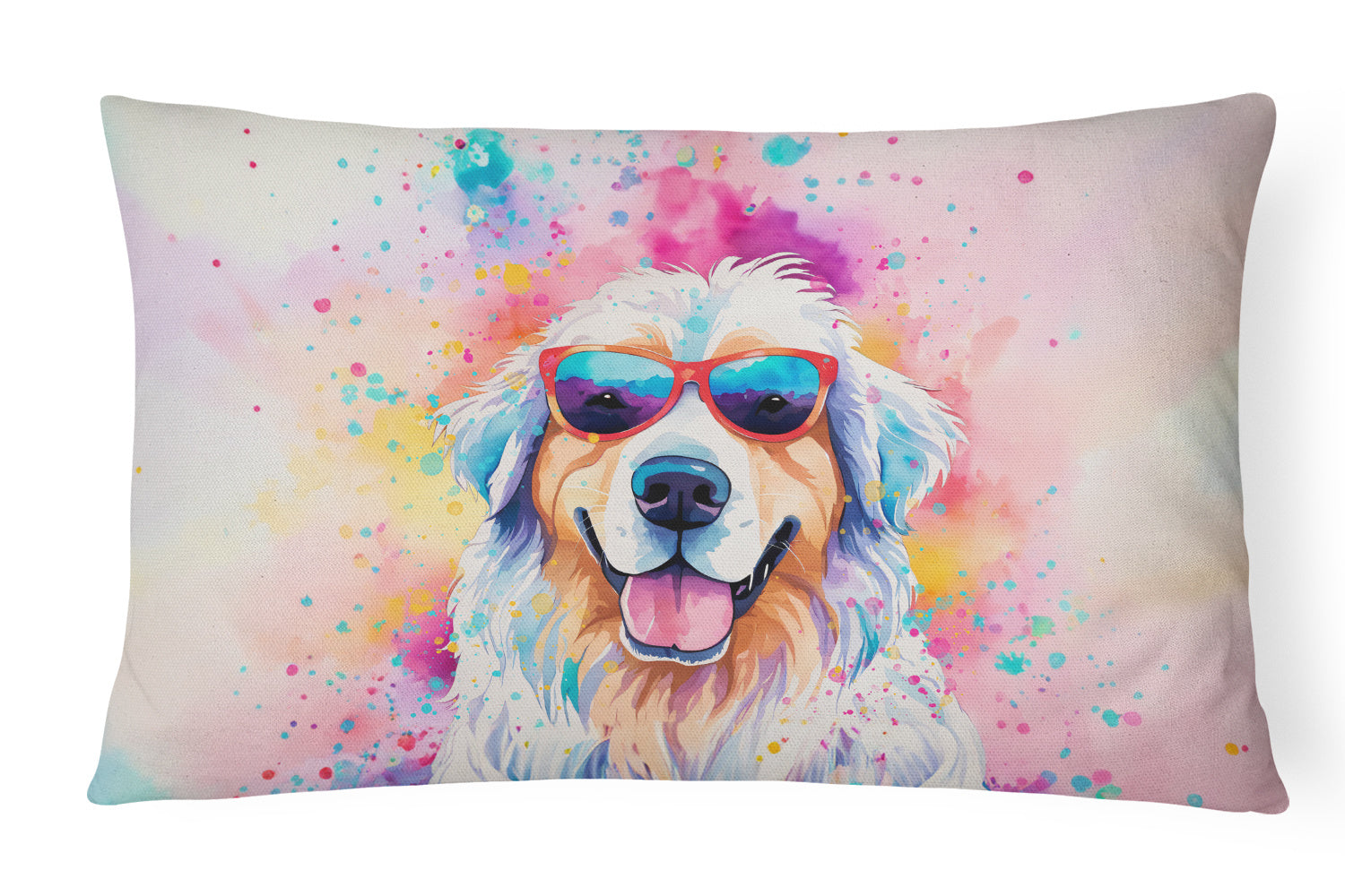 Hippie Dawg Throw Pillow Throw Pillow for Indoor Couch Bed Outdoor Patio Washable, Great Pyrenees 2516,12Hx16W