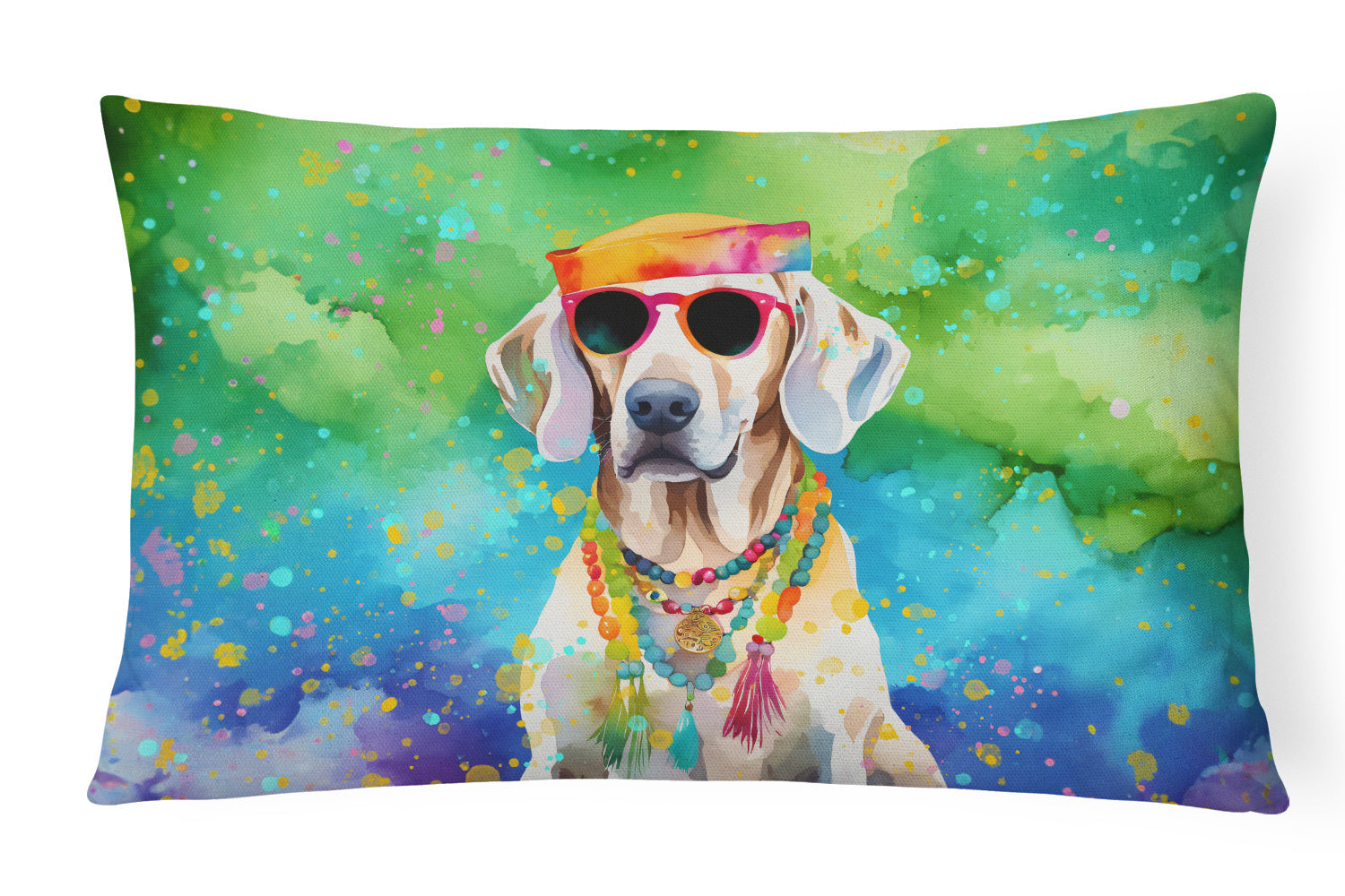 Hippie Dawg Throw Pillow Throw Pillow for Indoor Couch Bed Outdoor Patio Washable, Weimaraner 2565,12Hx16W