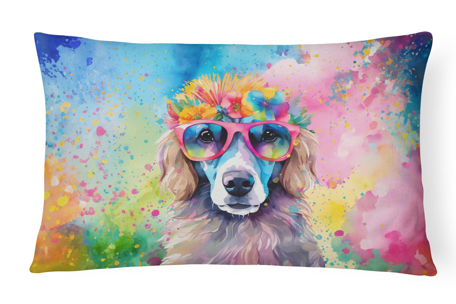 Hippie Dawg Throw Pillow Throw Pillow for Indoor Couch Bed Outdoor Patio Washable, Poodle 2542,12Hx16W