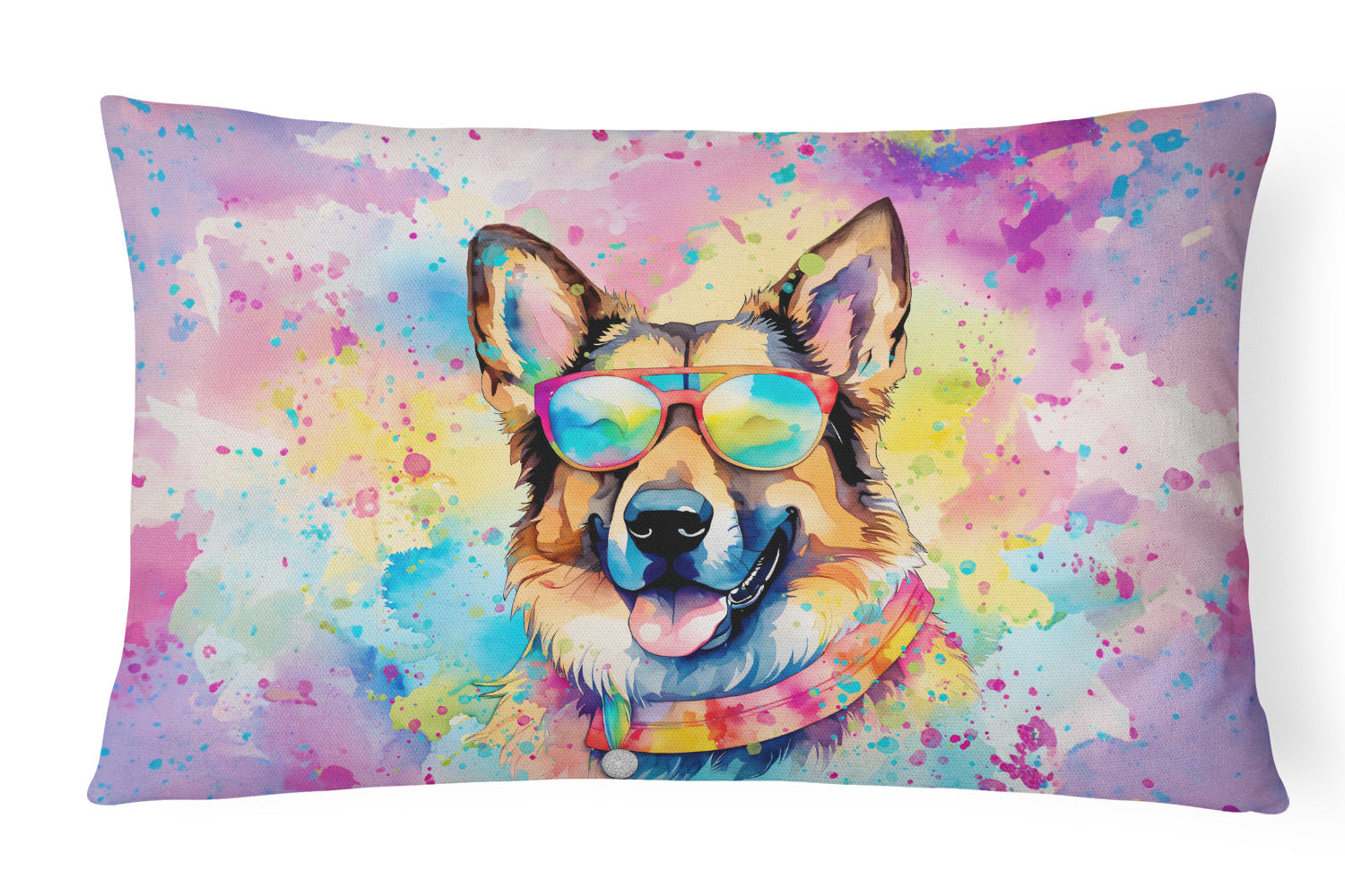 Hippie Dawg Throw Pillow Throw Pillow for Indoor Couch Bed Outdoor Patio Washable, German Shepherd 2510,12Hx16W