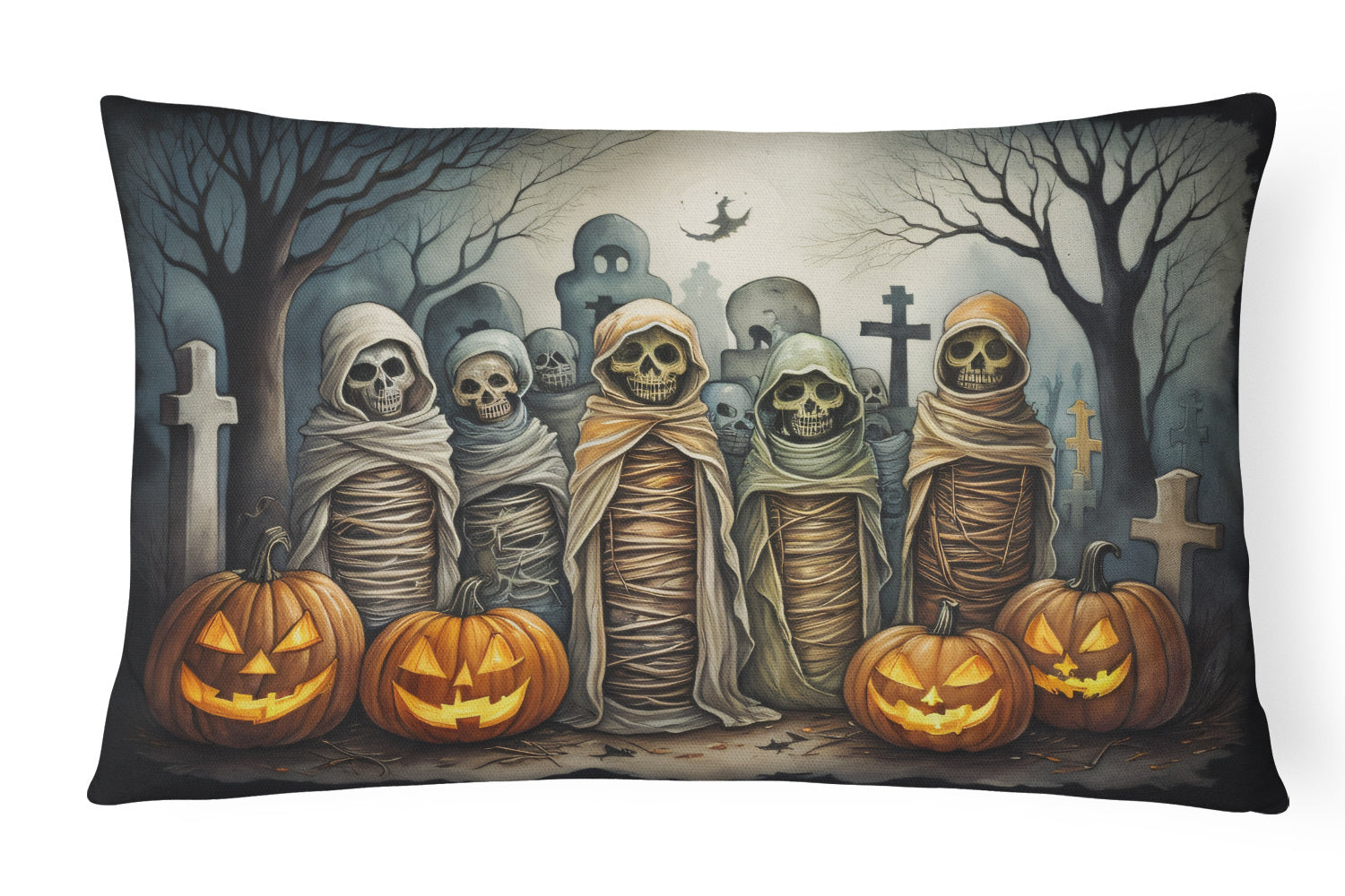 More Spooky Halloween Throw Pillow Throw Pillow for Indoor Couch Bed Outdoor Patio Washable, Mummies 2258,12Hx16W