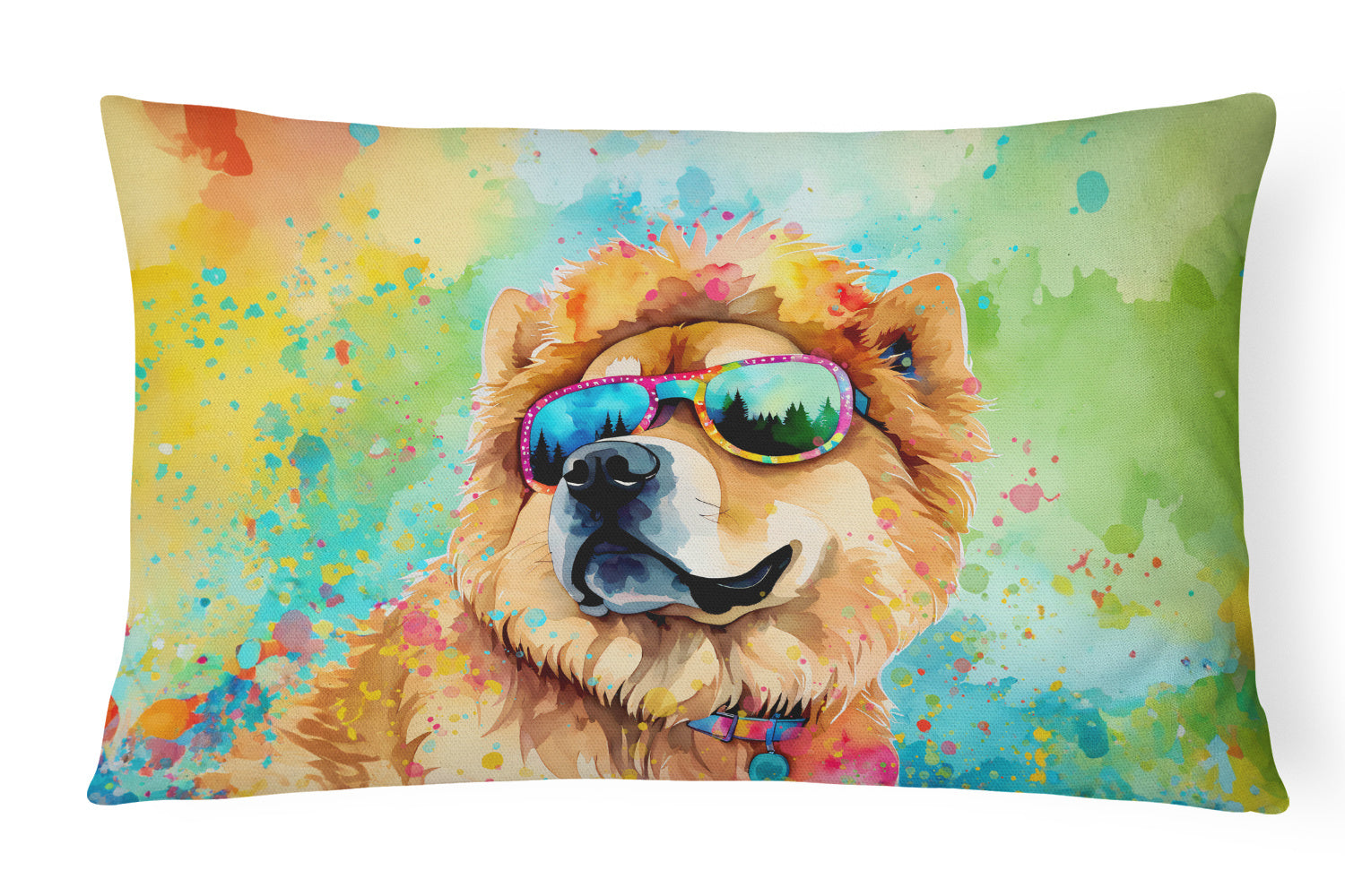 Hippie Dawg Throw Pillow Throw Pillow for Indoor Couch Bed Outdoor Patio Washable, Chow Chow 2490,12Hx16W