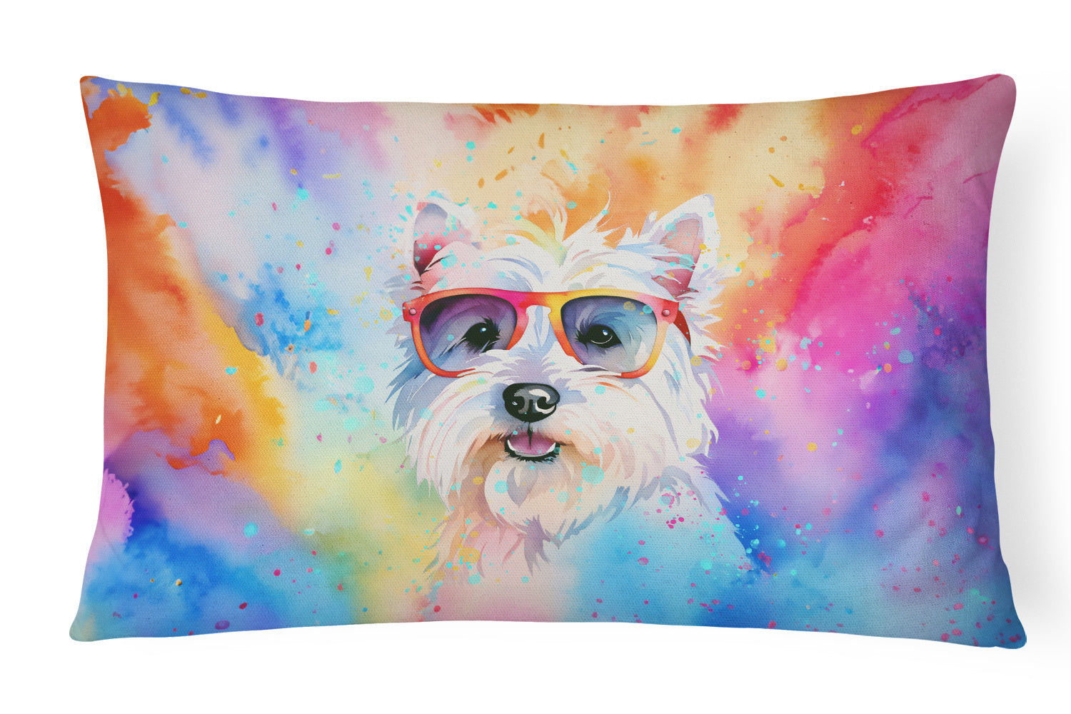 Hippie Dawg Throw Pillow Throw Pillow for Indoor Couch Bed Outdoor Patio Washable, Westie 2573,12Hx16W