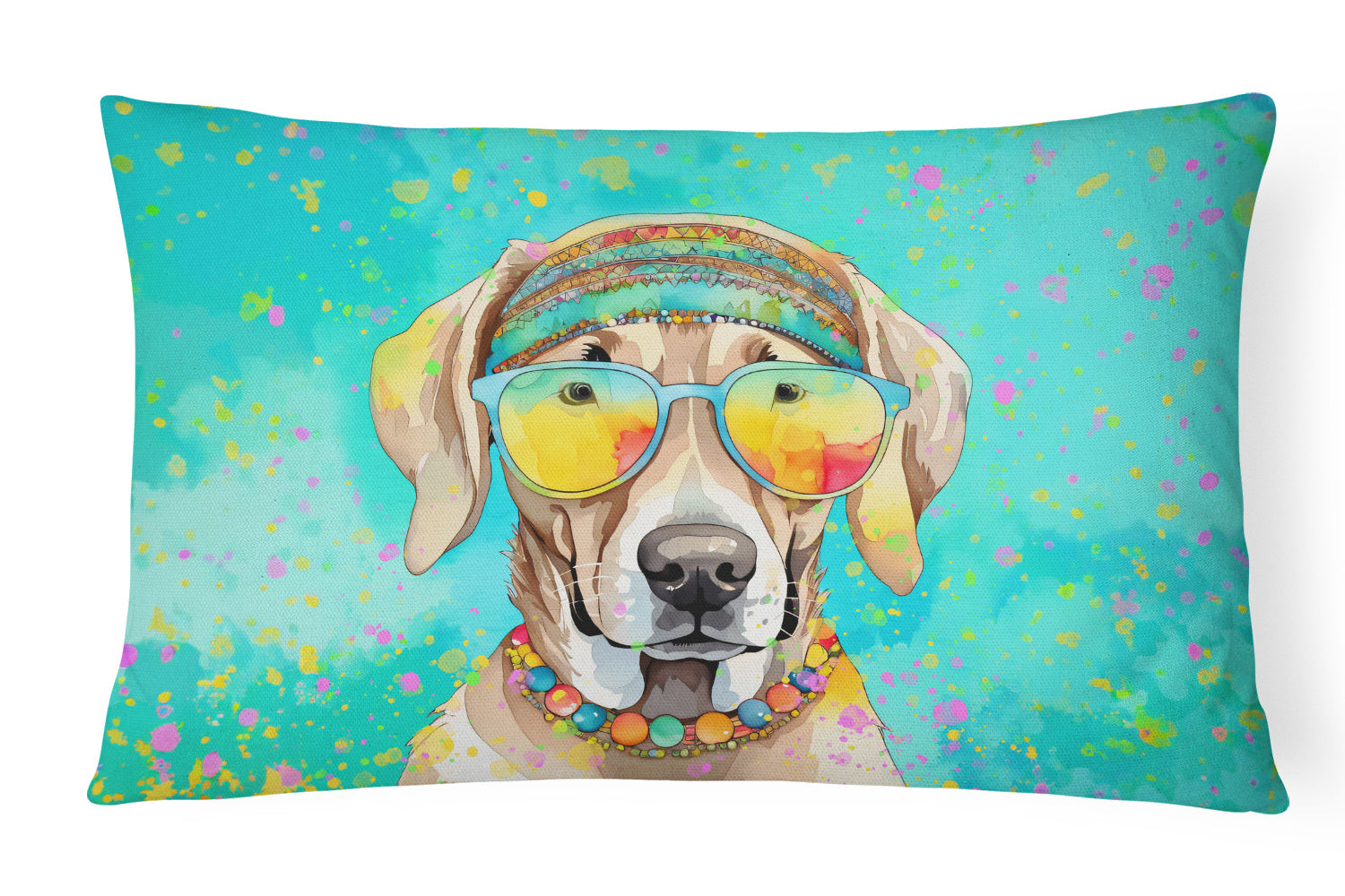 Hippie Dawg Throw Pillow Throw Pillow for Indoor Couch Bed Outdoor Patio Washable, Weimaraner 2566,12Hx16W