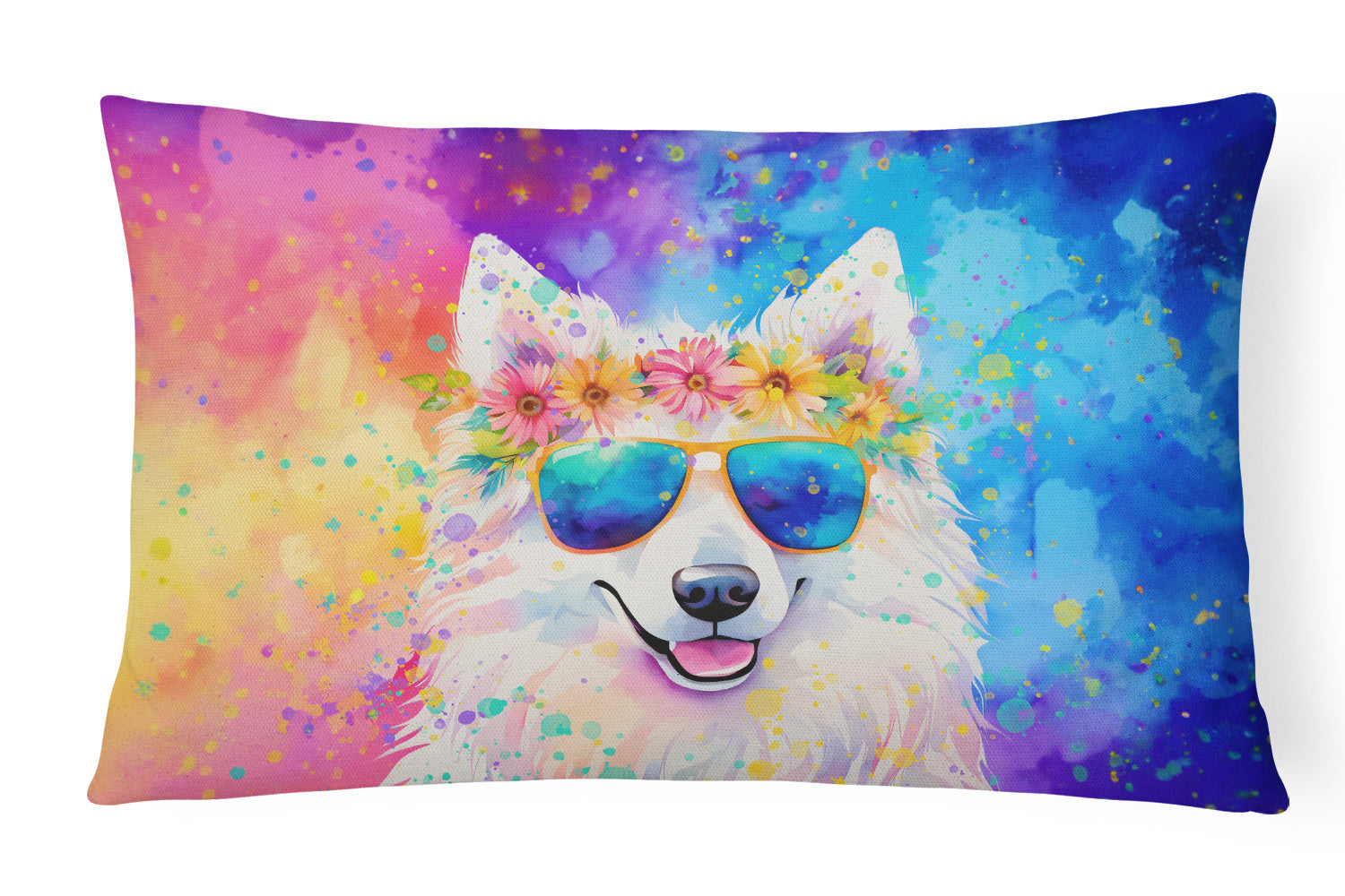 Hippie Dawg Throw Pillow Throw Pillow for Indoor Couch Bed Outdoor Patio Washable, Samoyed 2549,12Hx16W