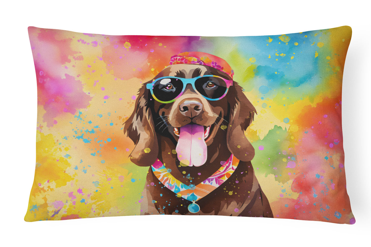 Hippie Dawg Throw Pillow Throw Pillow for Indoor Couch Bed Outdoor Patio Washable, Labrador Chocolate 2526,12Hx16W