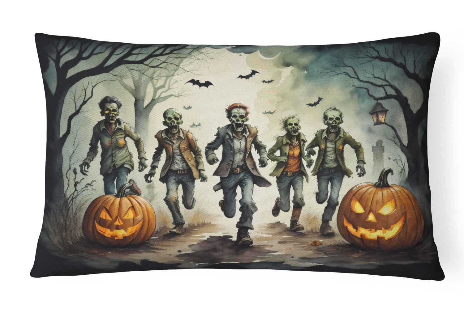 More Spooky Halloween Throw Pillow Throw Pillow for Indoor Couch Bed Outdoor Patio Washable, Zombies 2289,12Hx16W