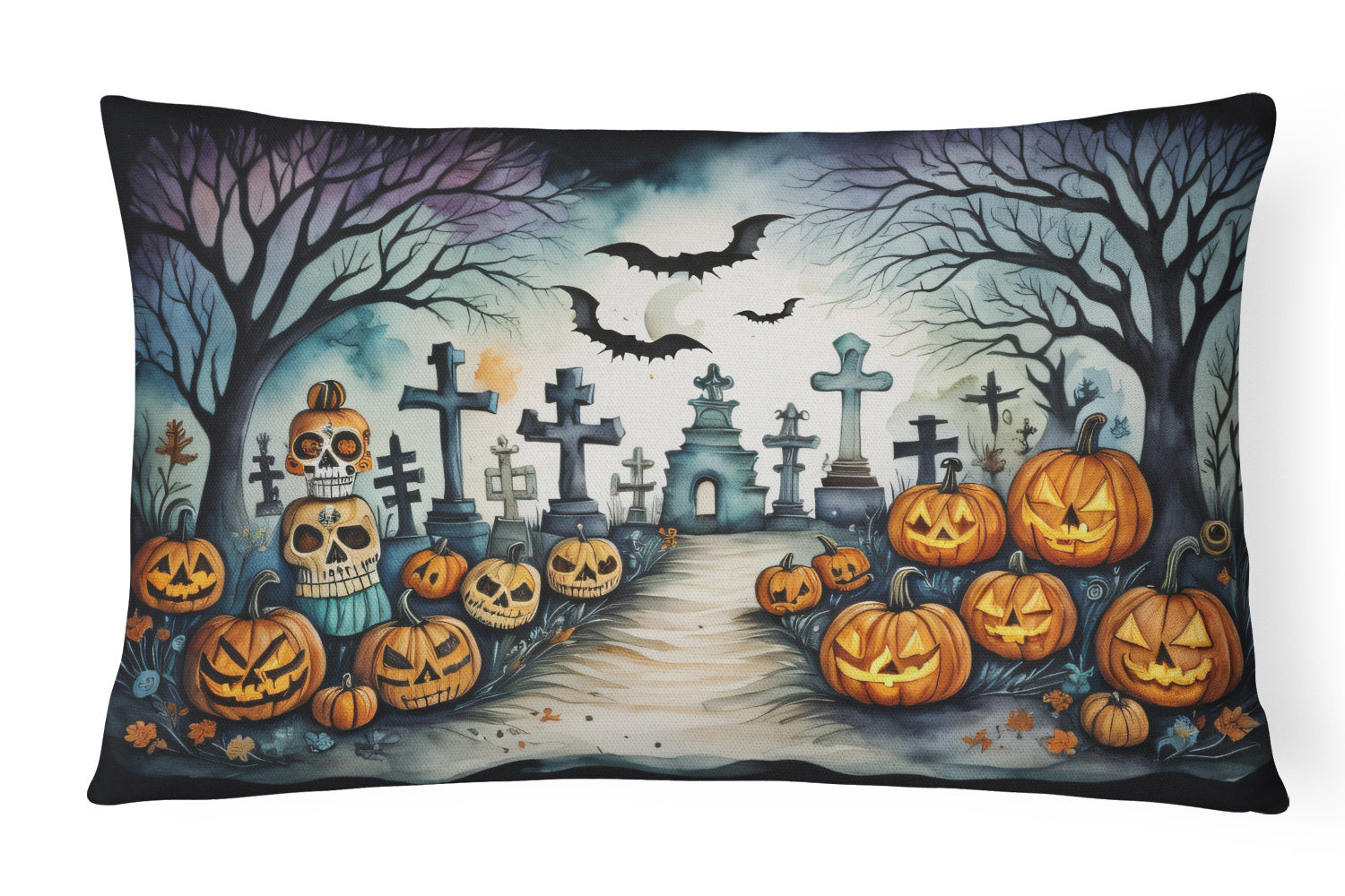 More Spooky Halloween Throw Pillow Throw Pillow for Indoor Couch Bed Outdoor Patio Washable, Day of the Dead 2238,12Hx16W