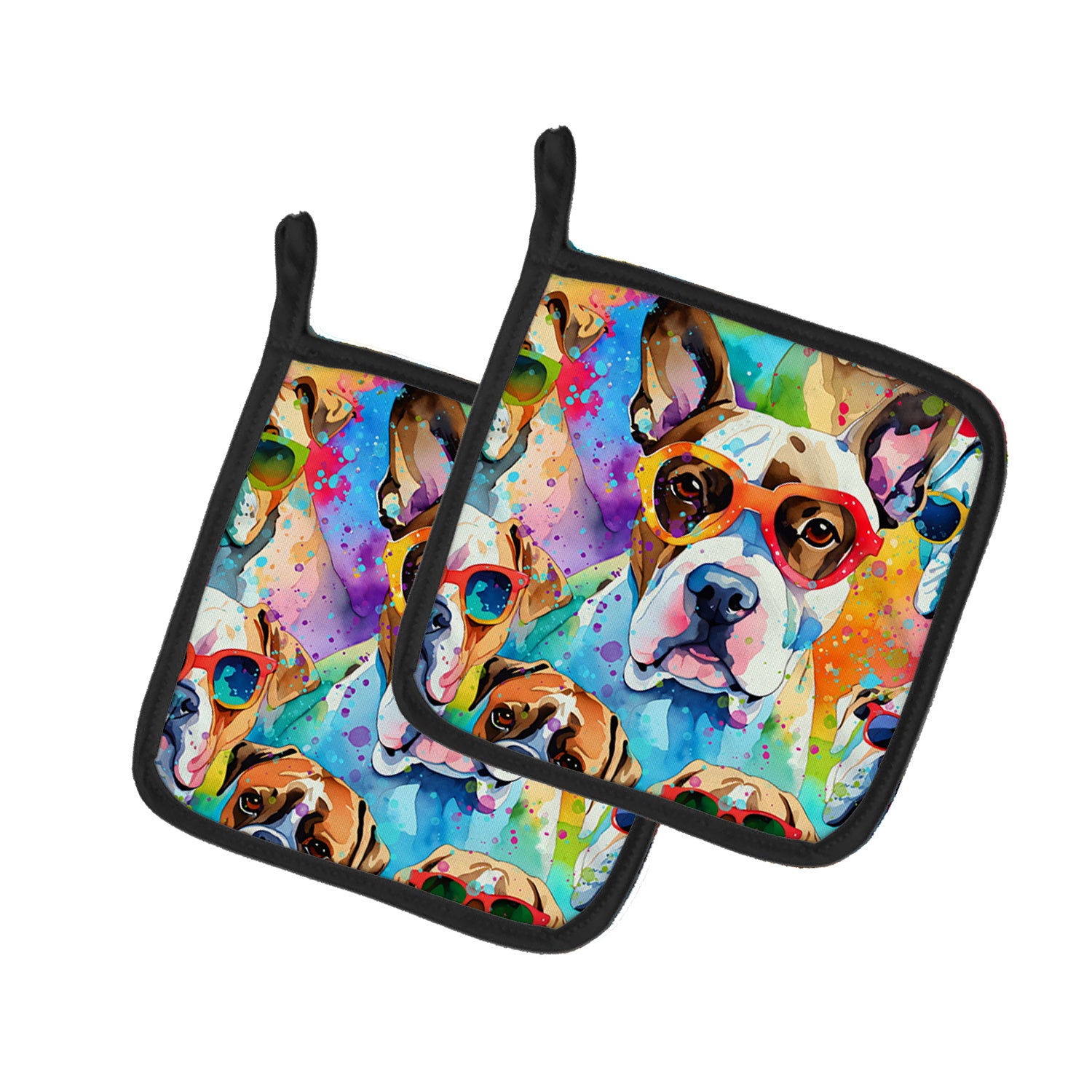 Boxer Hippie Dawg Pair of Pot Holders Kitchen Heat Resistant Pot Holders Sets Oven Hot Pads for Cooking Baking BBQ, 7 1/2 x 7 1/2