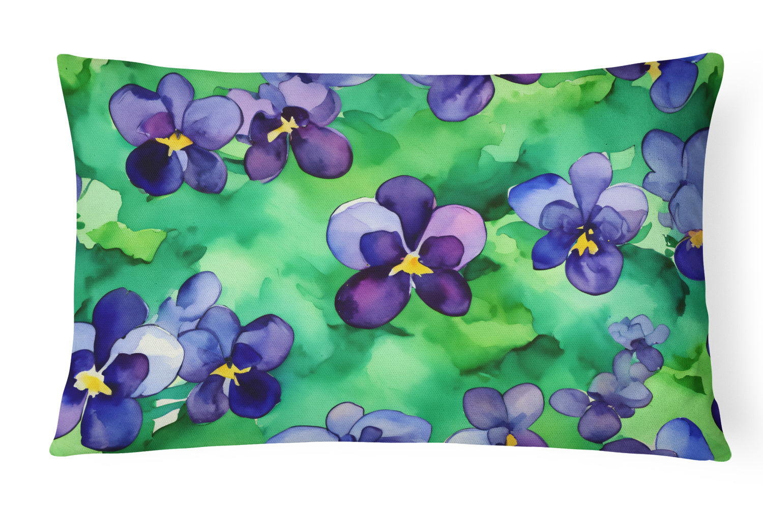 State Watercolor Flowers Throw Pillow Throw Pillow for Indoor Couch Bed Outdoor Patio Washable, Wisconsin Wood Violets 1717,12Hx16W