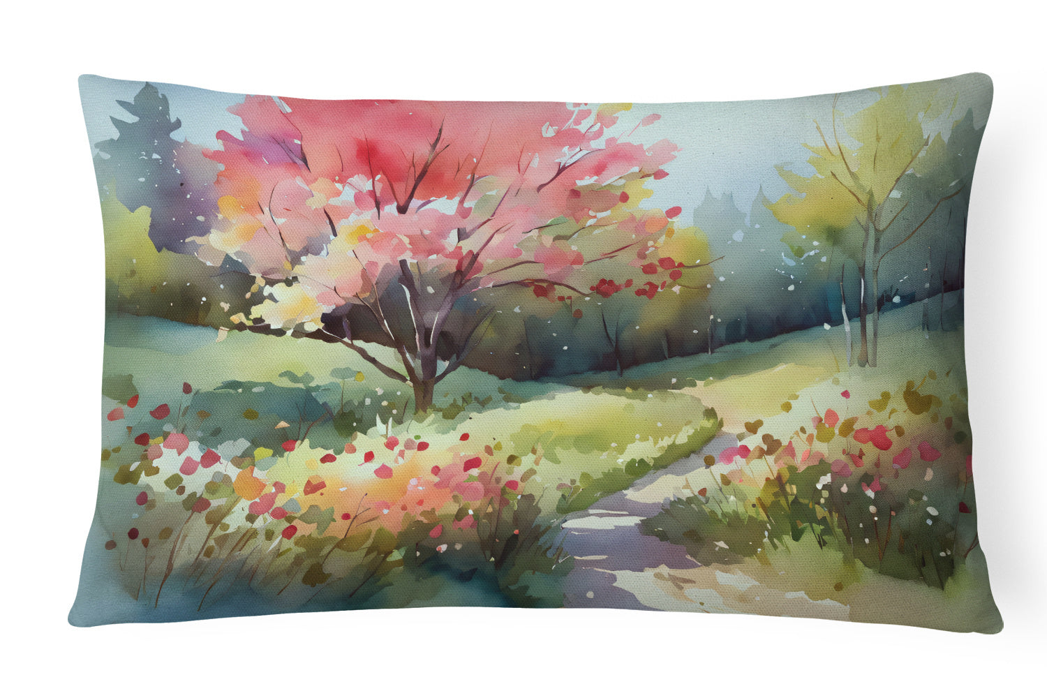 State Watercolor Flowers Throw Pillow Throw Pillow for Indoor Couch Bed Outdoor Patio Washable, North Carolina Dogwoods 1693,12Hx16W