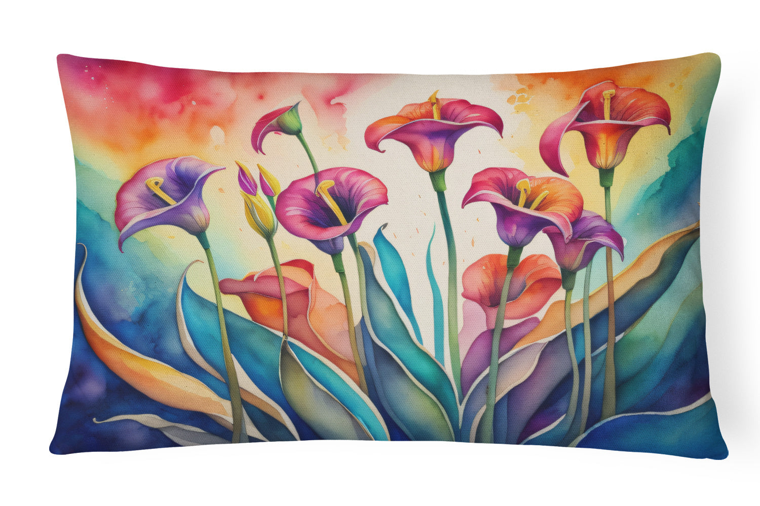 Flowers in Color Throw Pillow Throw Pillow for Indoor Couch Bed Outdoor Patio Washable, Calla Lilies,12Hx16W