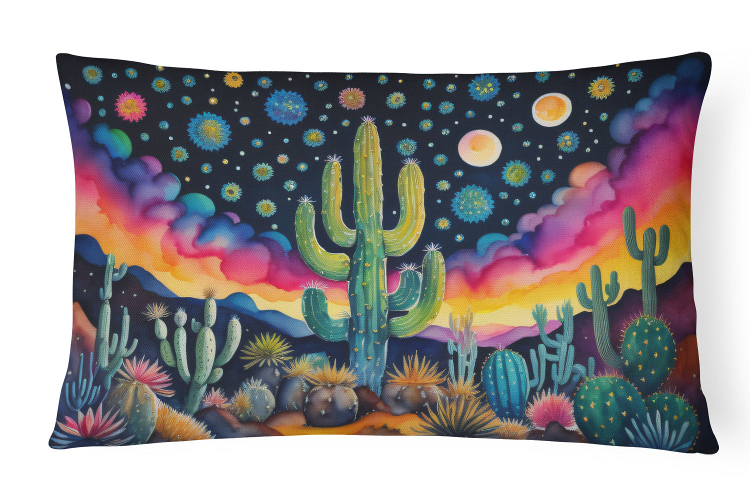 Flowers in Color Throw Pillow Throw Pillow for Indoor Couch Bed Outdoor Patio Washable, Queen of the Night Cactus,12Hx16W