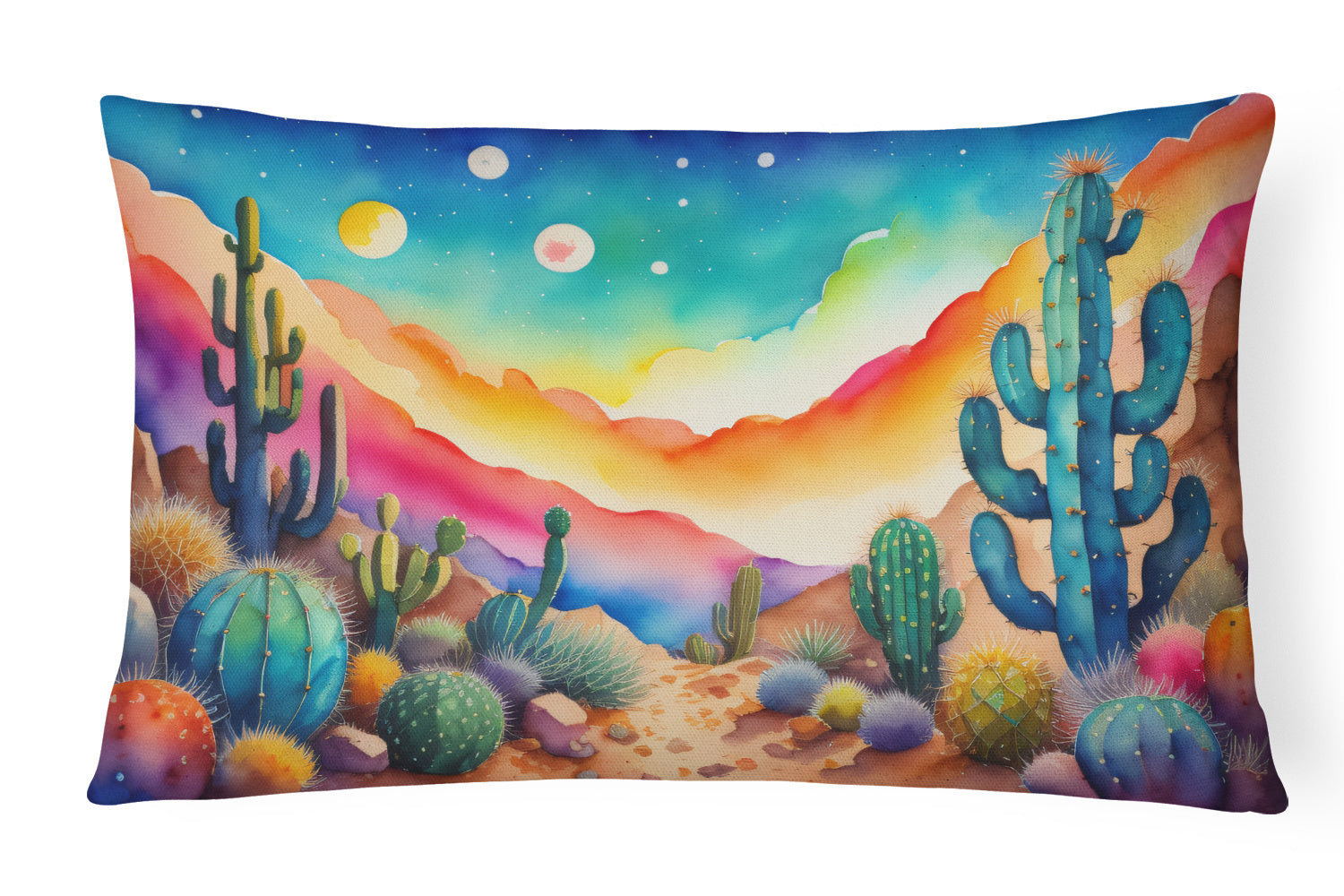 Flowers in Color Throw Pillow Throw Pillow for Indoor Couch Bed Outdoor Patio Washable, Cactus 1417,12Hx16W