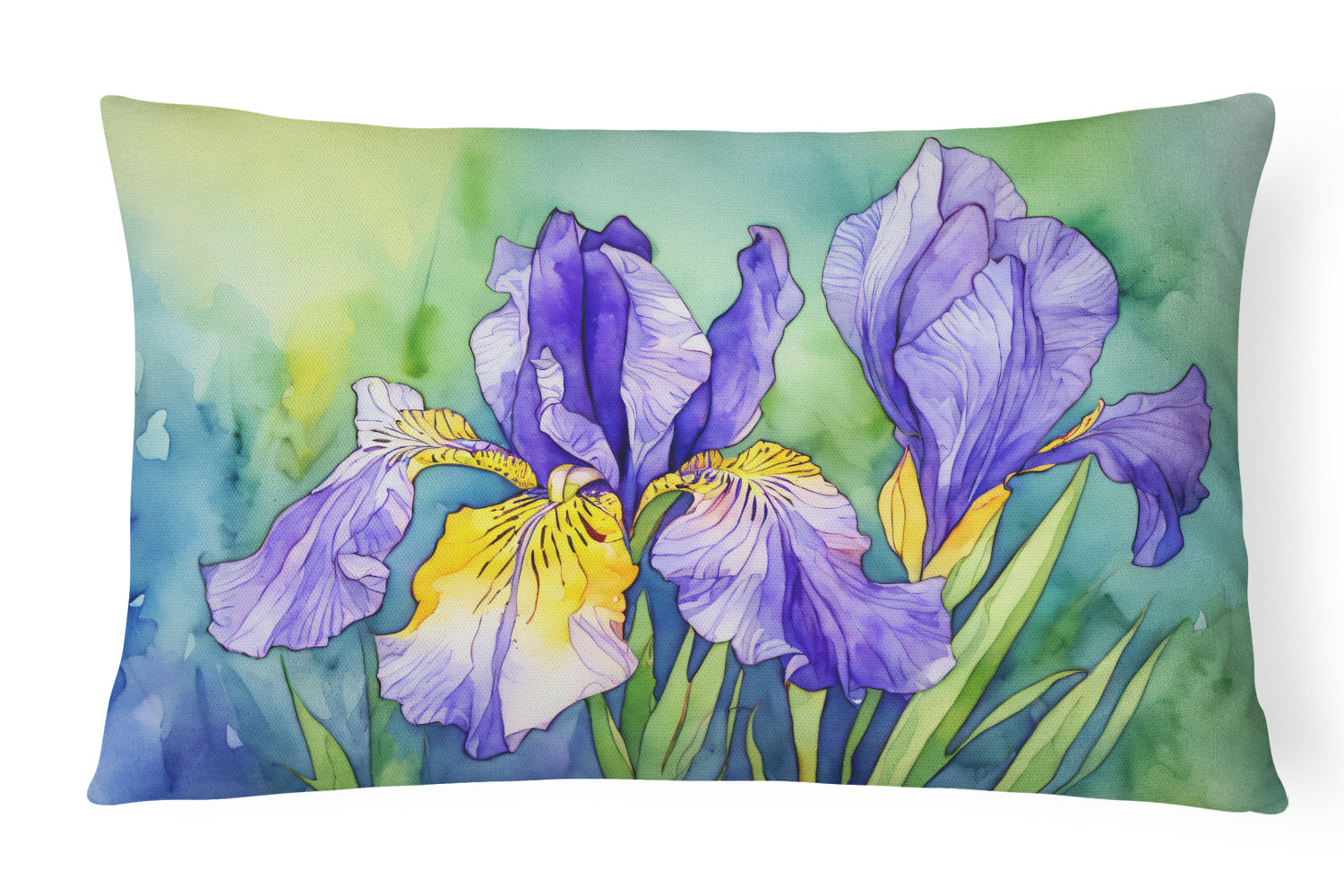 State Watercolor Flowers Throw Pillow Throw Pillow for Indoor Couch Bed Outdoor Patio Washable, Tennessee Iris 1707,12Hx16W