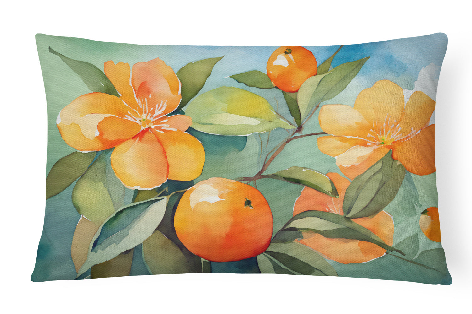 State Watercolor Flowers Throw Pillow Throw Pillow for Indoor Couch Bed Outdoor Patio Washable, Florida Orange Blossom 1638,12Hx16W