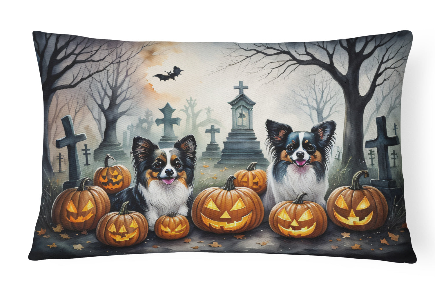 Spooky Halloween Throw Pillow Throw Pillow for Indoor Couch Bed Outdoor Patio Washable, Papillon 2070,12Hx16W