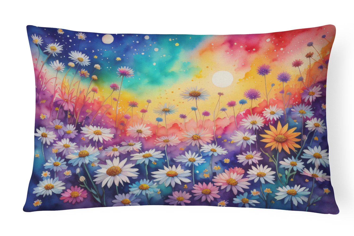 Flowers in Color Throw Pillow Throw Pillow for Indoor Couch Bed Outdoor Patio Washable, Asters,12Hx16W