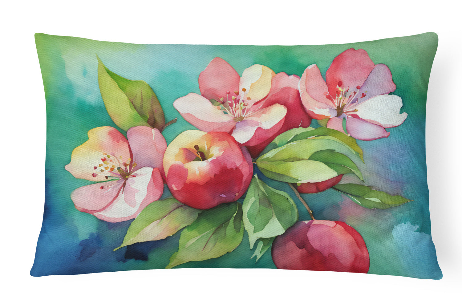 NEW State Watercolor Flowers Throw Pillow Throw Pillow for Indoor Couch Bed Outdoor Patio Washable, Arkansas Apple Blossom 1628,12Hx16W