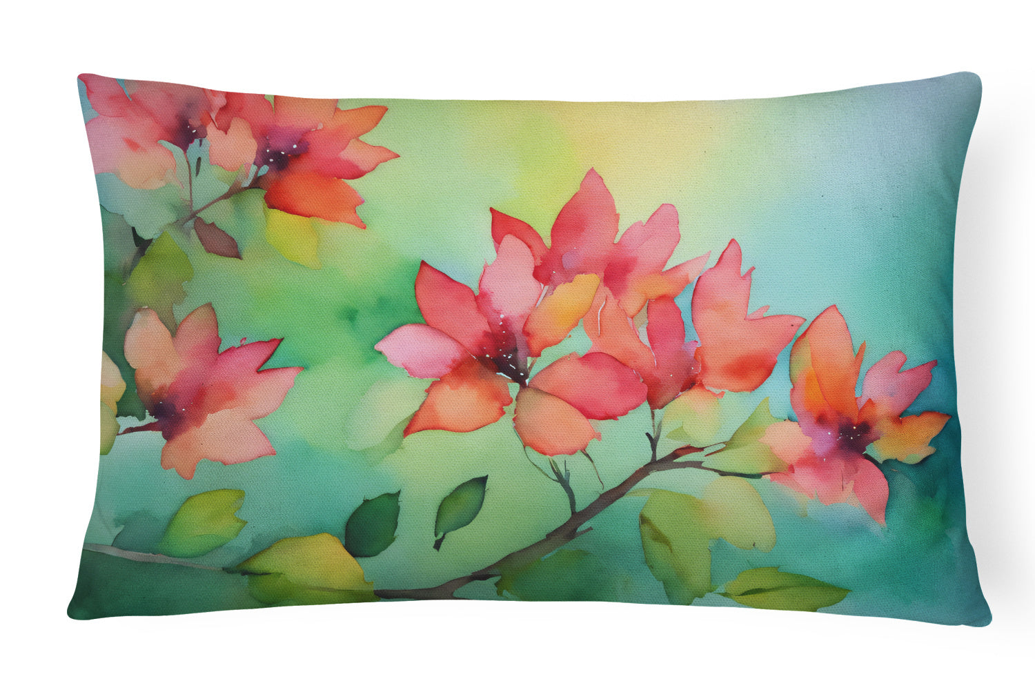 State Watercolor Flowers Throw Pillow Throw Pillow for Indoor Couch Bed Outdoor Patio Washable, Missouri Hawthorns 1678,12Hx16W