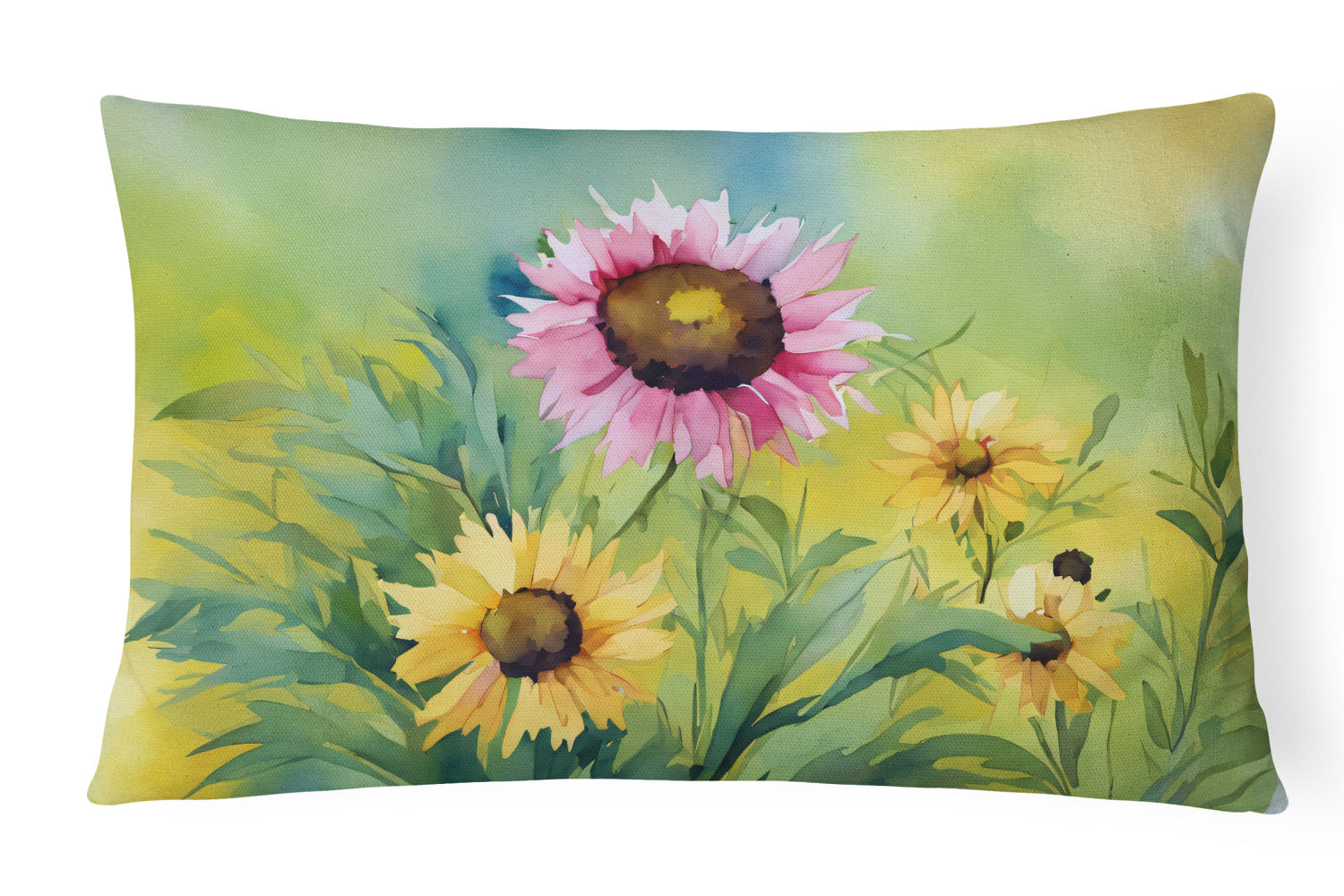 State Watercolor Flowers Throw Pillow Throw Pillow for Indoor Couch Bed Outdoor Patio Washable, Kentucky Goldenrod 1658,12Hx16W