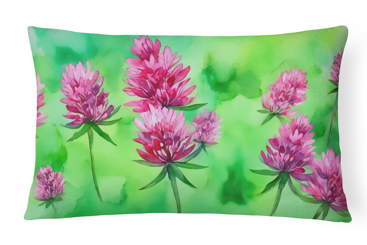 State Watercolor Flowers Throw Pillow Throw Pillow for Indoor Couch Bed Outdoor Patio Washable, Vermont Red Clover 1712,12Hx16W