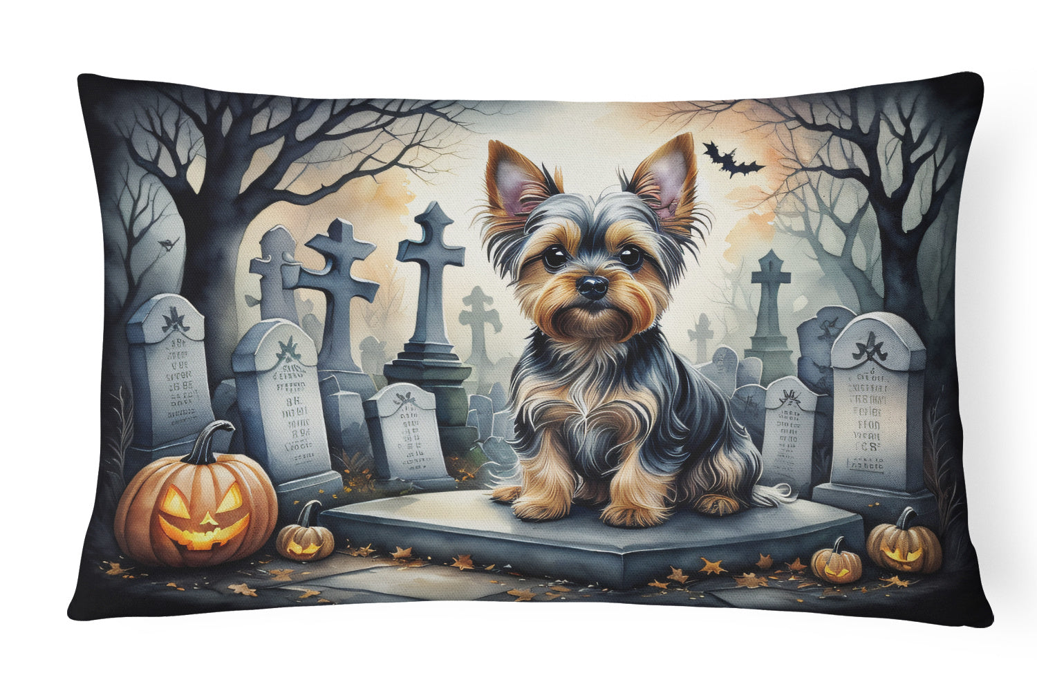 Spooky Halloween Throw Pillow Throw Pillow for Indoor Couch Bed Outdoor Patio Washable, Yorkshire Terrier 2061,12Hx16W