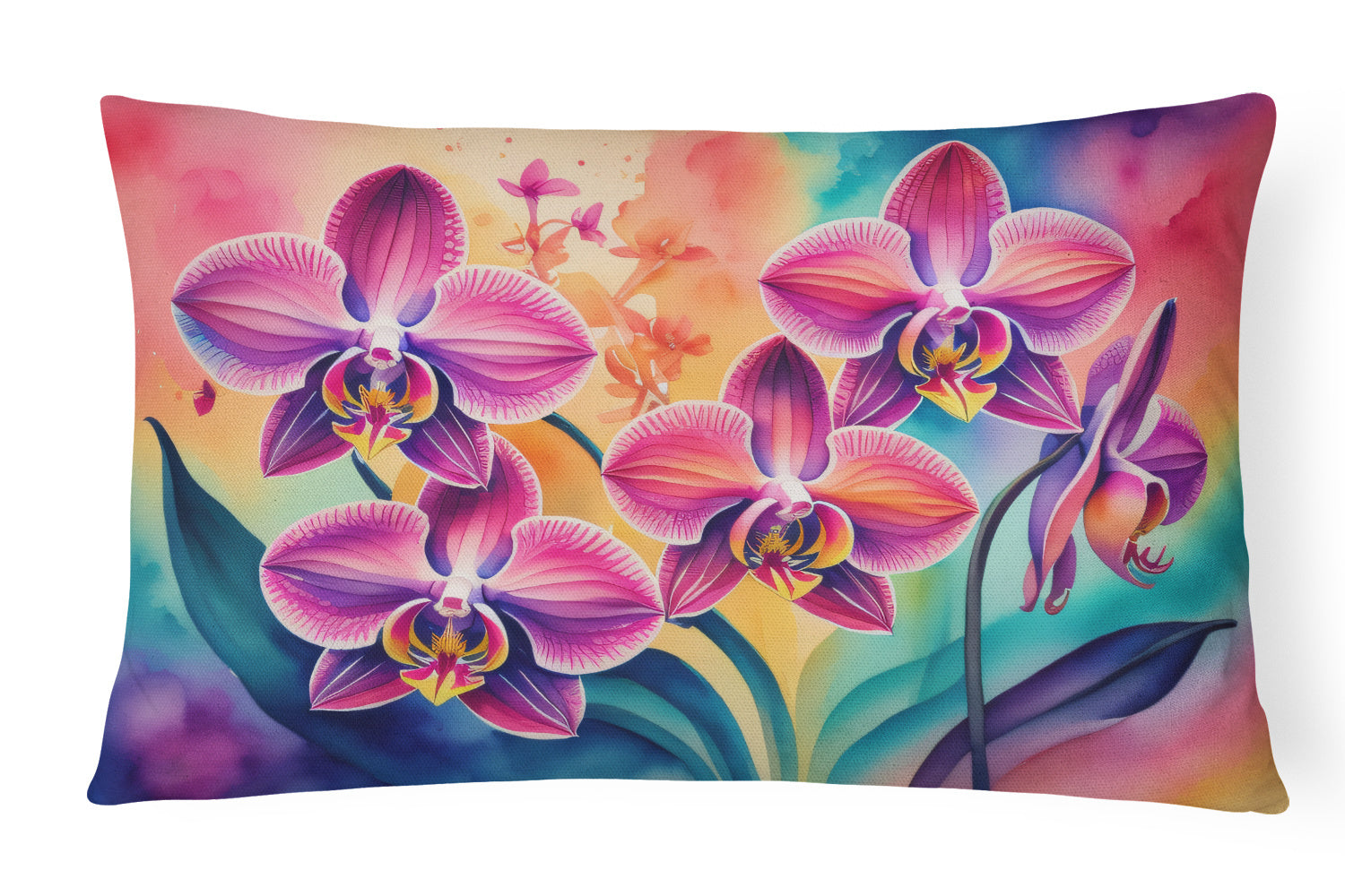 Flowers in Color Throw Pillow Throw Pillow for Indoor Couch Bed Outdoor Patio Washable, Orchids,12Hx16W