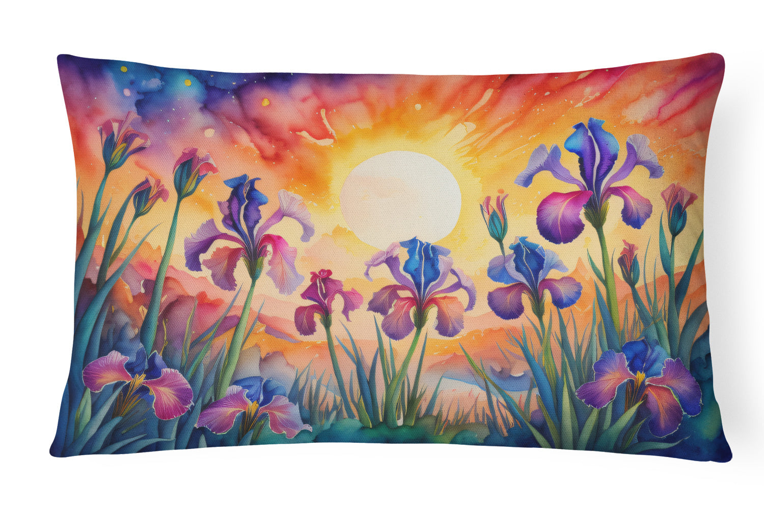 Flowers in Color Throw Pillow Throw Pillow for Indoor Couch Bed Outdoor Patio Washable, Iris,12Hx16W