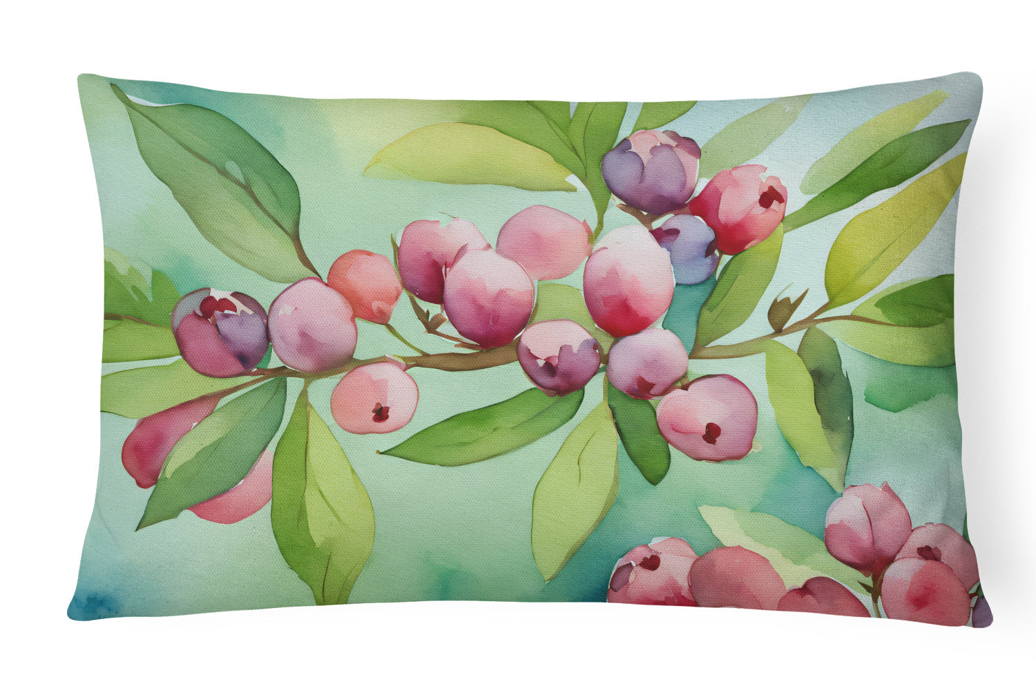 State Watercolor Flowers Throw Pillow Throw Pillow for Indoor Couch Bed Outdoor Patio Washable, Connecticut Mountain Laurels 1634,12Hx16W