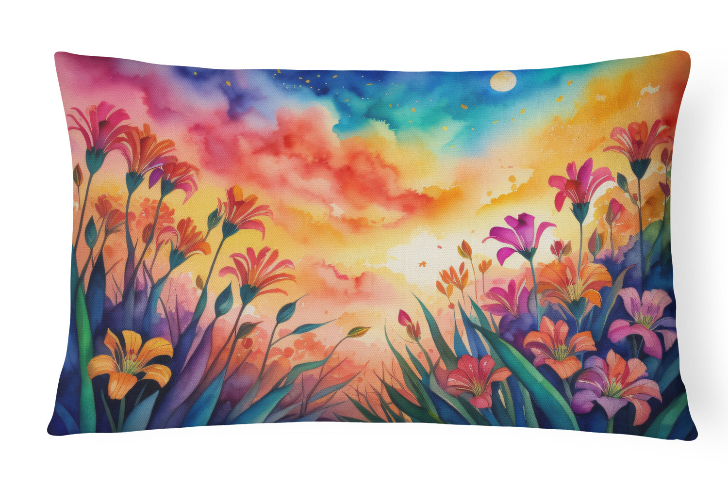 Flowers in Color Throw Pillow Throw Pillow for Indoor Couch Bed Outdoor Patio Washable, Alstroemerias,12Hx16W