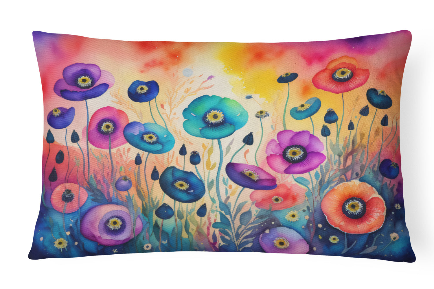 Flowers in Color Throw Pillow Throw Pillow for Indoor Couch Bed Outdoor Patio Washable, Anemones,12Hx16W