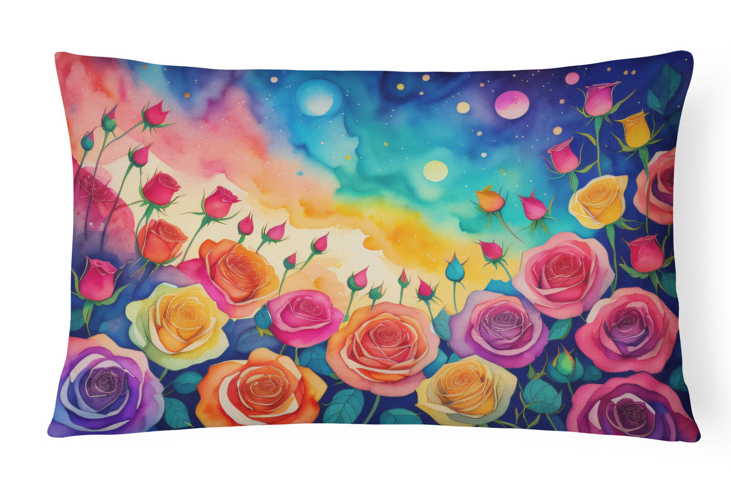 Flowers in Color Throw Pillow Throw Pillow for Indoor Couch Bed Outdoor Patio Washable, Roses,12Hx16W