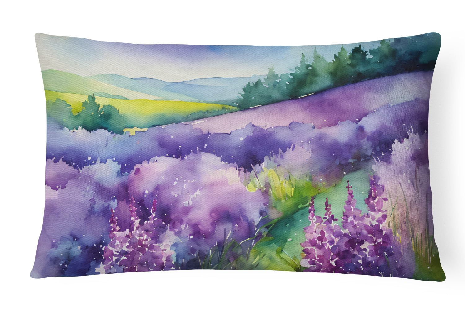 State Watercolor Flowers Throw Pillow Throw Pillow for Indoor Couch Bed Outdoor Patio Washable, New Hampshire Purple Lilac 1685,12Hx16W