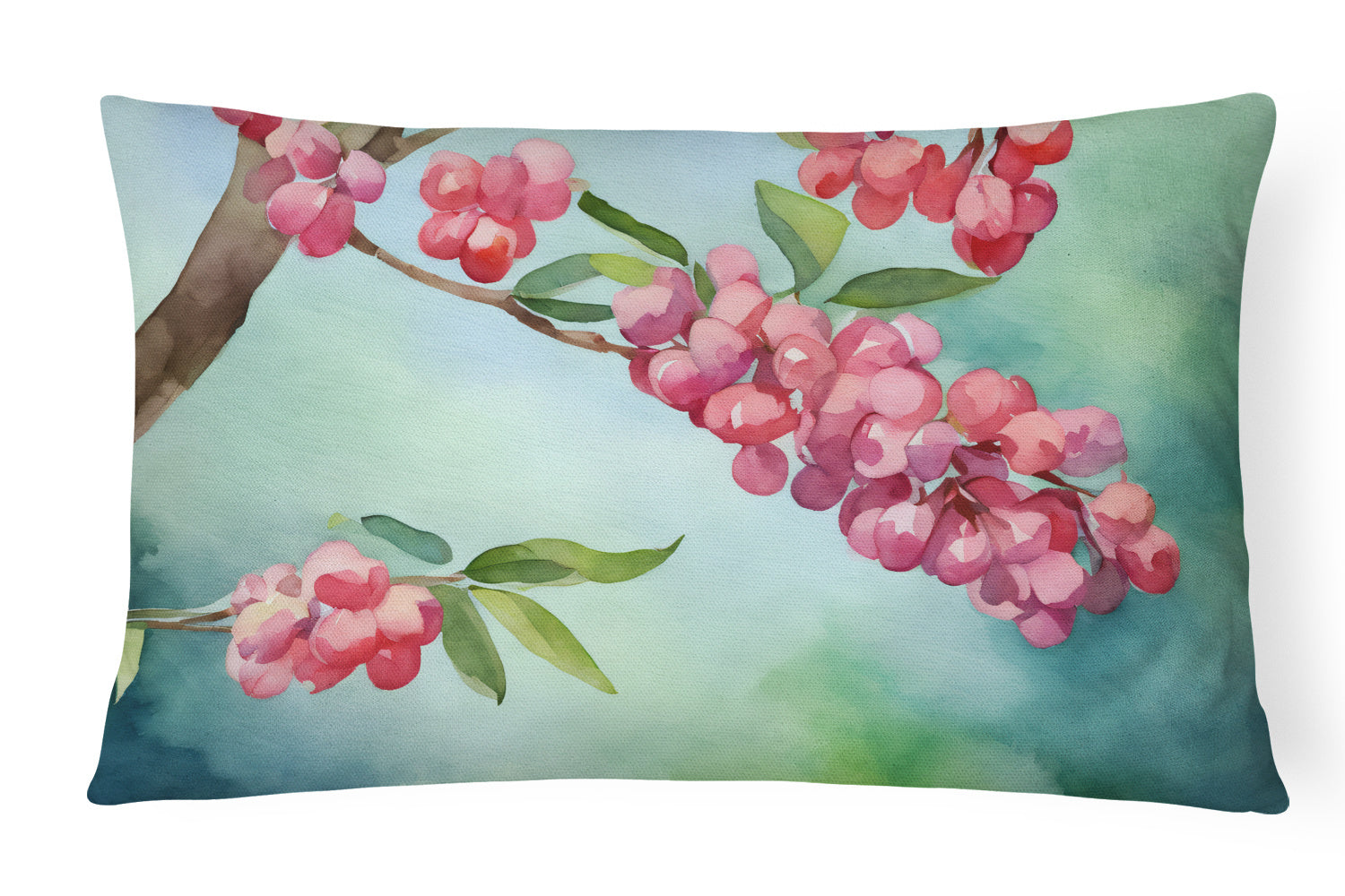 State Watercolor Flowers Throw Pillow Throw Pillow for Indoor Couch Bed Outdoor Patio Washable, Pennsylvania Mountain Laurels 1702,12Hx16W