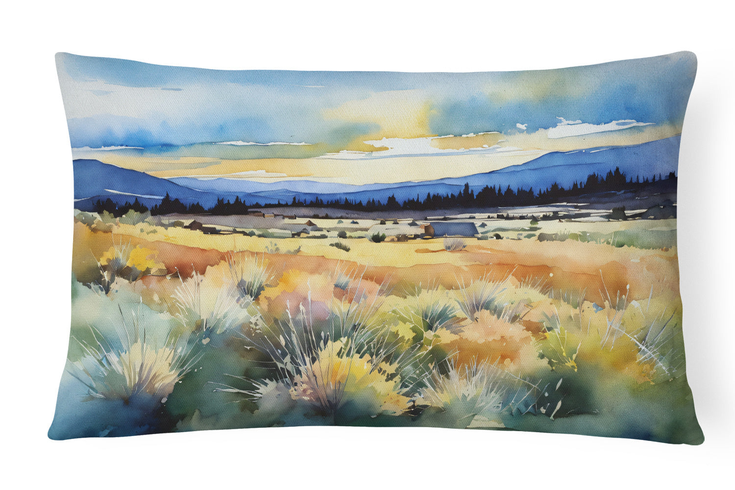 State Watercolor Flowers Throw Pillow Throw Pillow for Indoor Couch Bed Outdoor Patio Washable, Nevada Sagebrush 1684,12Hx16W