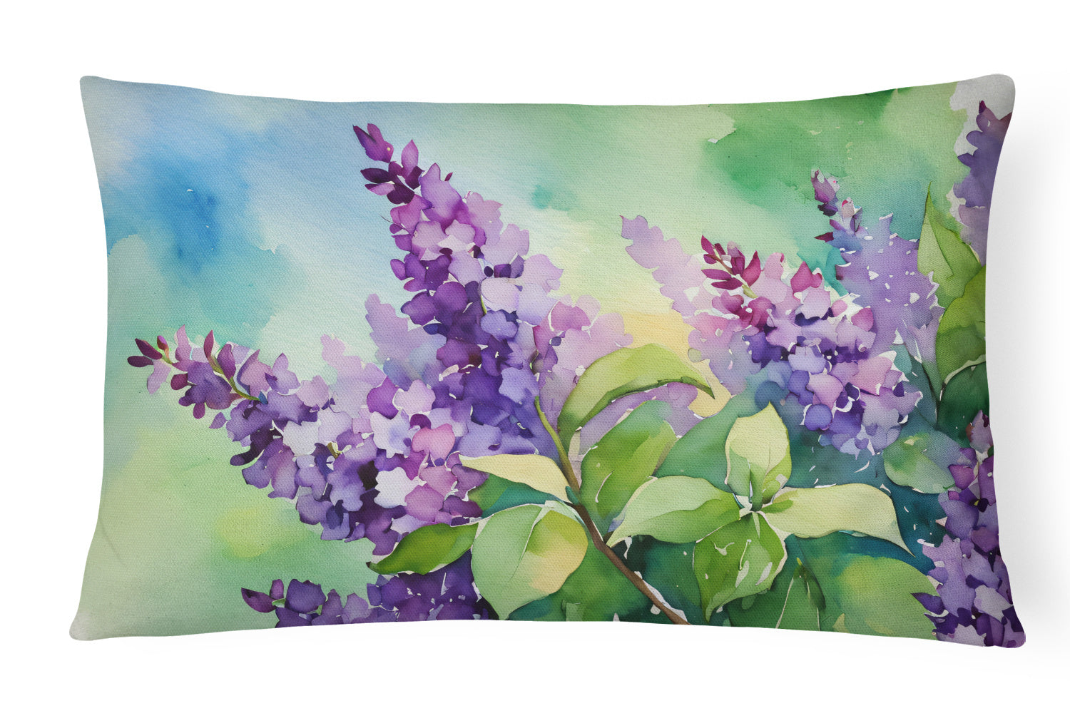 State Watercolor Flowers Throw Pillow Throw Pillow for Indoor Couch Bed Outdoor Patio Washable, New Hampshire Purple Lilac 1686,12Hx16W