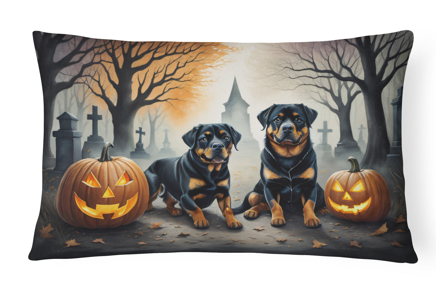 Spooky Halloween Throw Pillow Throw Pillow for Indoor Couch Bed Outdoor Patio Washable, Rottweiler 2062,12Hx16W