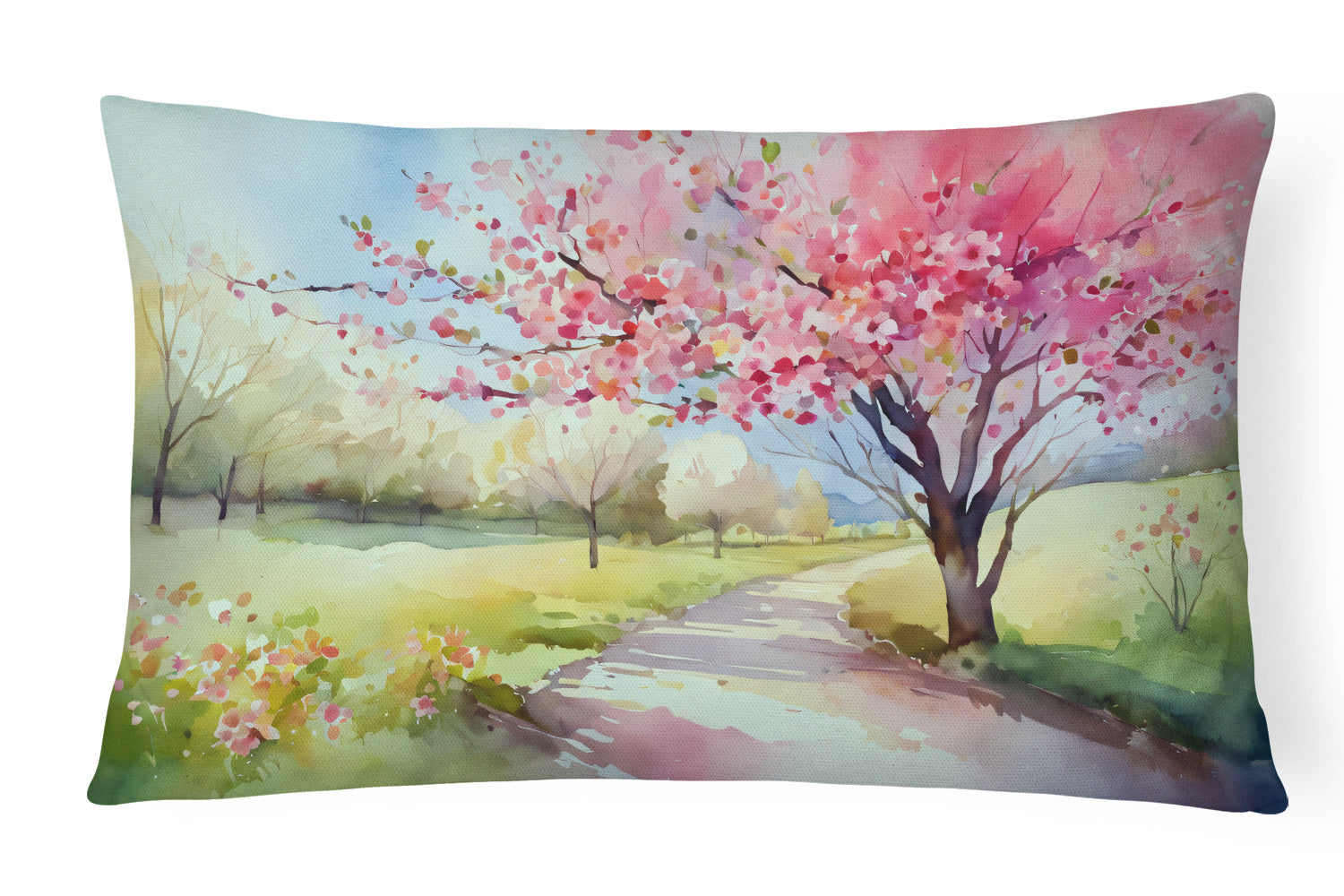 NEW State Watercolor Flowers Throw Pillow Throw Pillow for Indoor Couch Bed Outdoor Patio Washable, Michigan Apple Blossoms 1672,12Hx16W