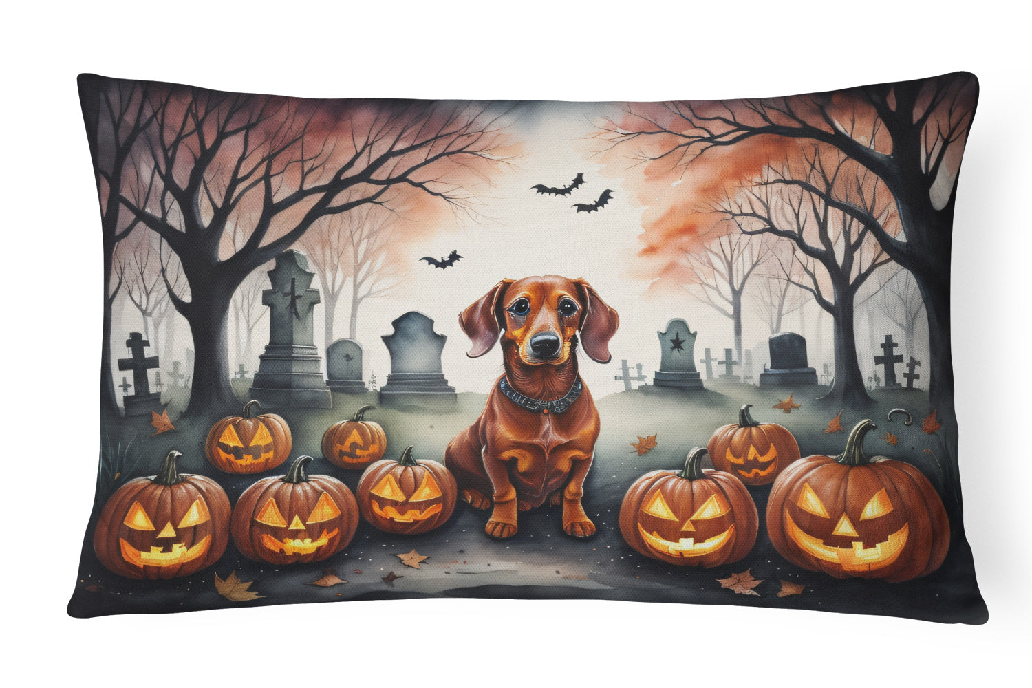 Spooky Halloween Throw Pillow Throw Pillow for Indoor Couch Bed Outdoor Patio Washable, Dachshund 2035,12Hx16W