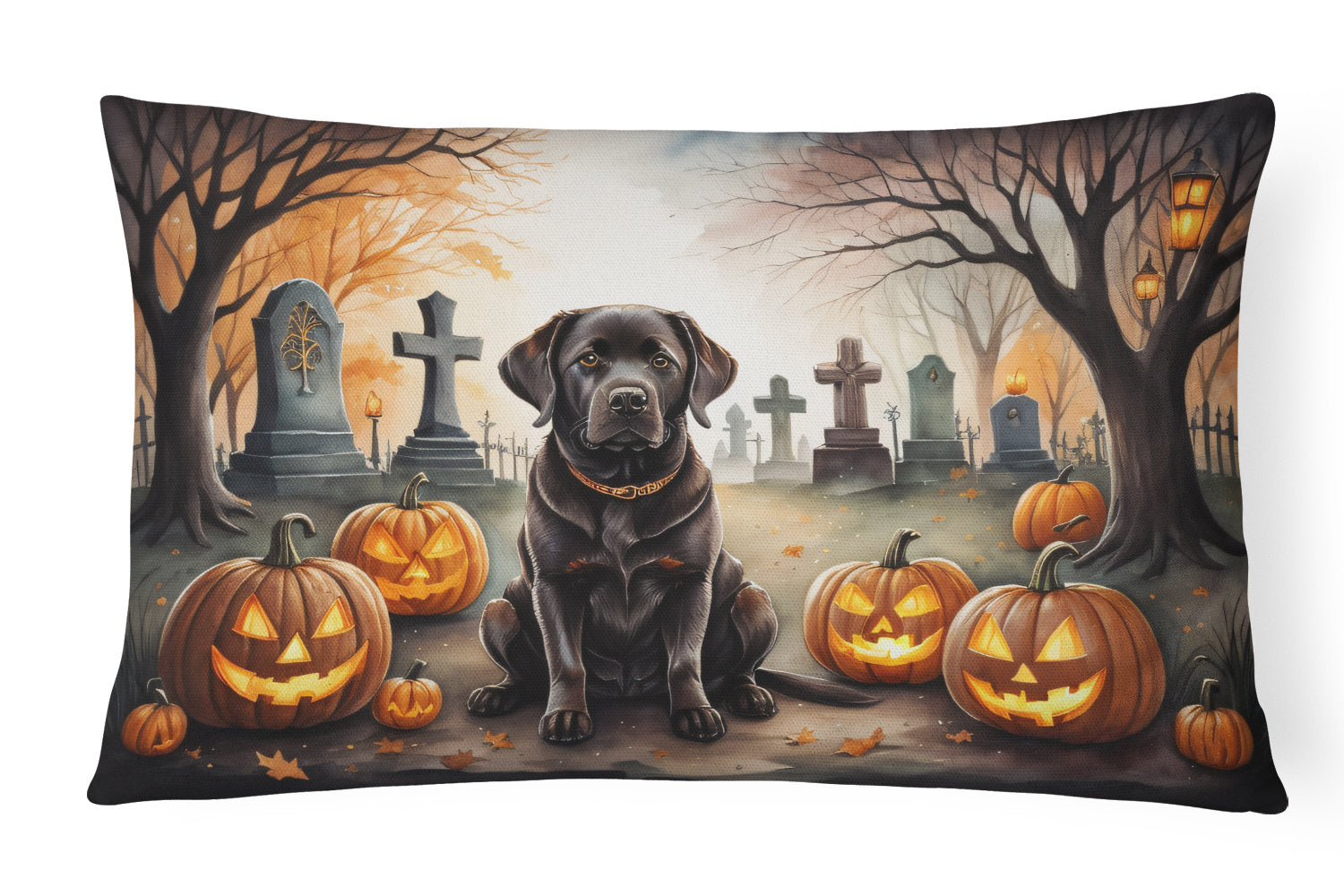 Spooky Halloween Throw Pillow Throw Pillow for Indoor Couch Bed Outdoor Patio Washable, Labrador Retriever 2032,12Hx16W