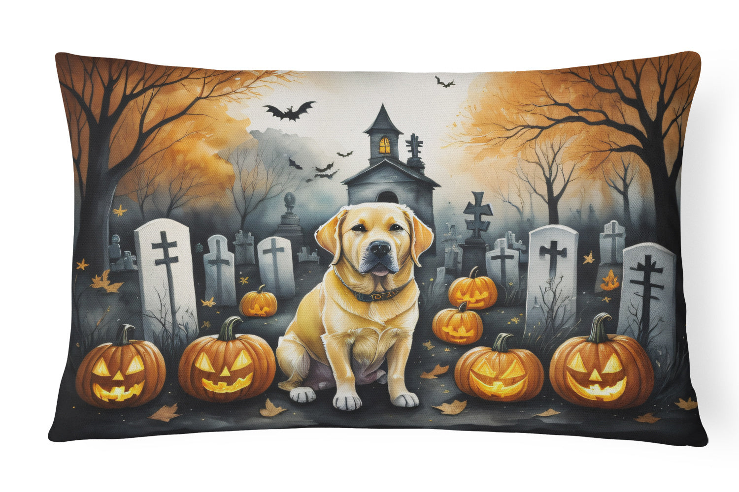 Spooky Halloween Throw Pillow Throw Pillow for Indoor Couch Bed Outdoor Patio Washable, Labrador Retriever 2060,12Hx16W