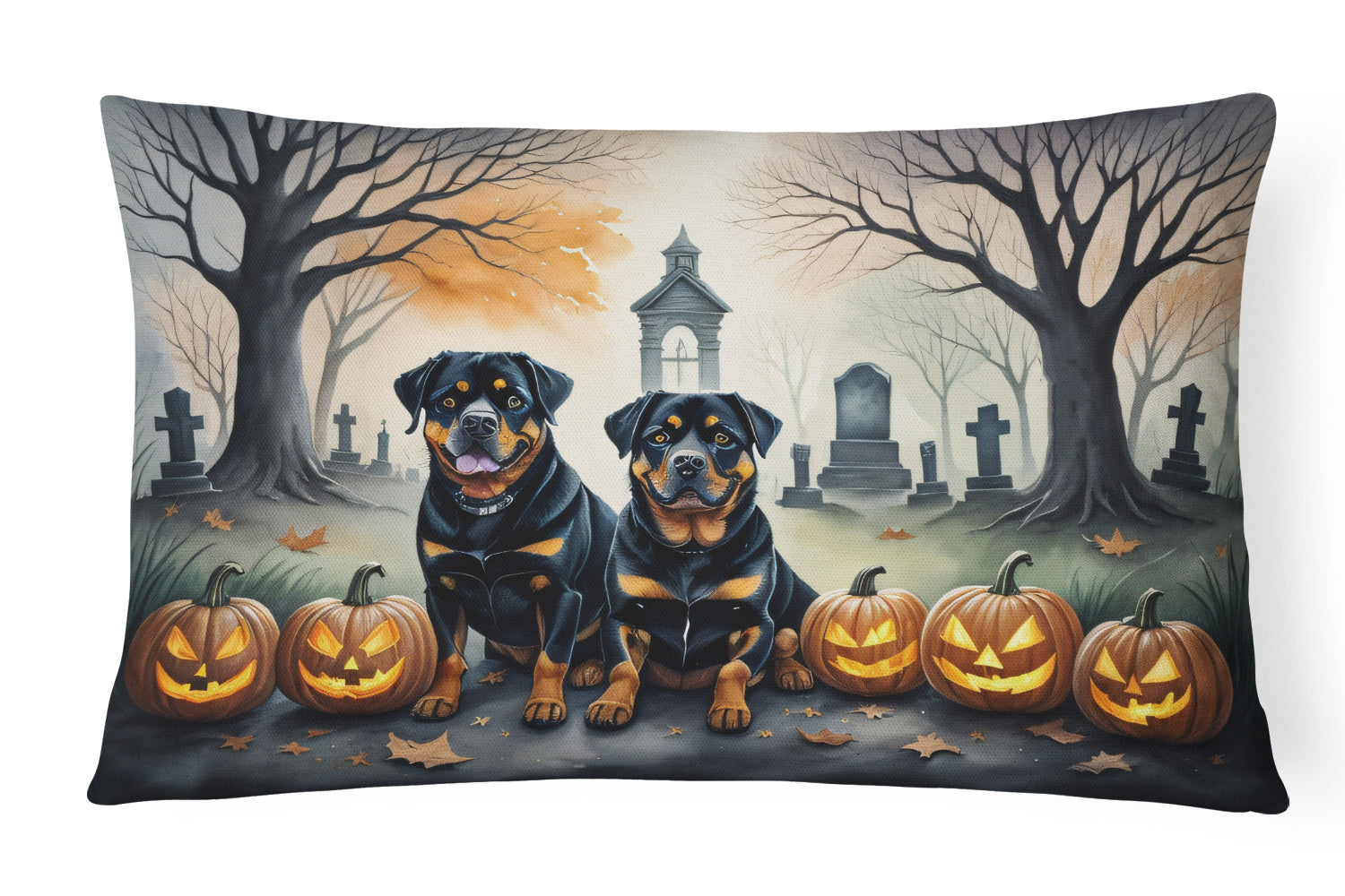 Spooky Halloween Throw Pillow Throw Pillow for Indoor Couch Bed Outdoor Patio Washable, Rottweiler 2063,12Hx16W