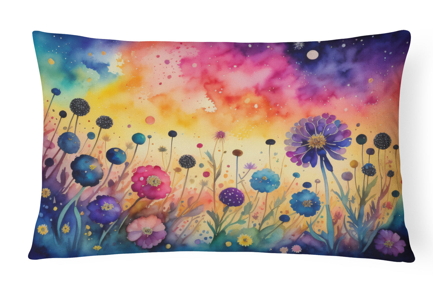 Flowers in Color Throw Pillow Throw Pillow for Indoor Couch Bed Outdoor Patio Washable, Scabiosa,12Hx16W