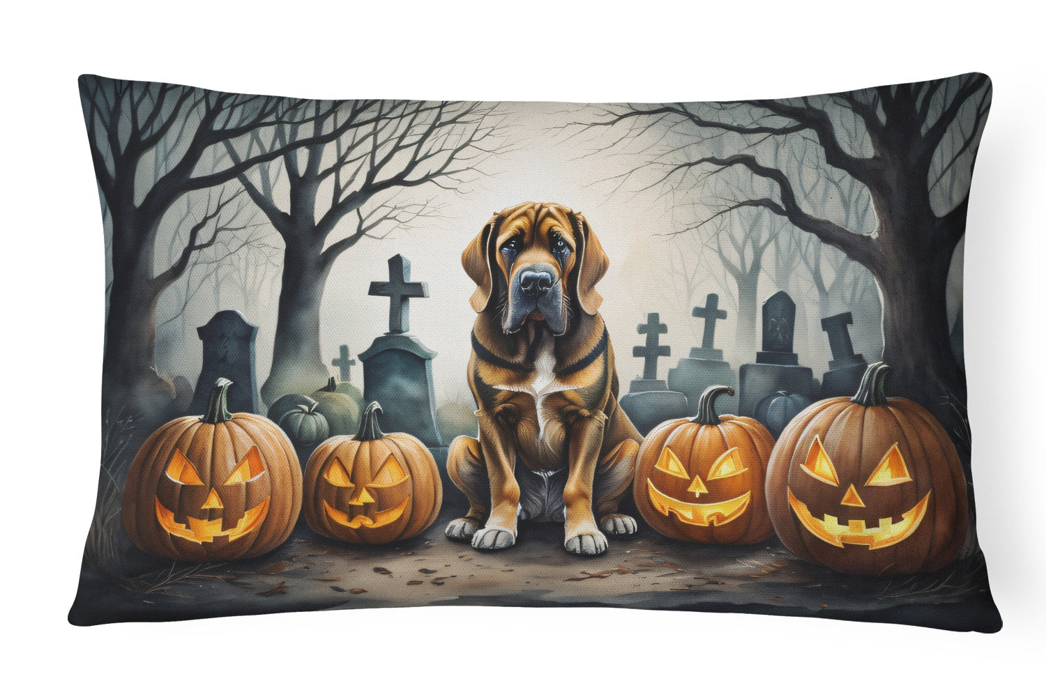 Spooky Halloween Throw Pillow Throw Pillow for Indoor Couch Bed Outdoor Patio Washable, Bloodhound 2017,12Hx16W