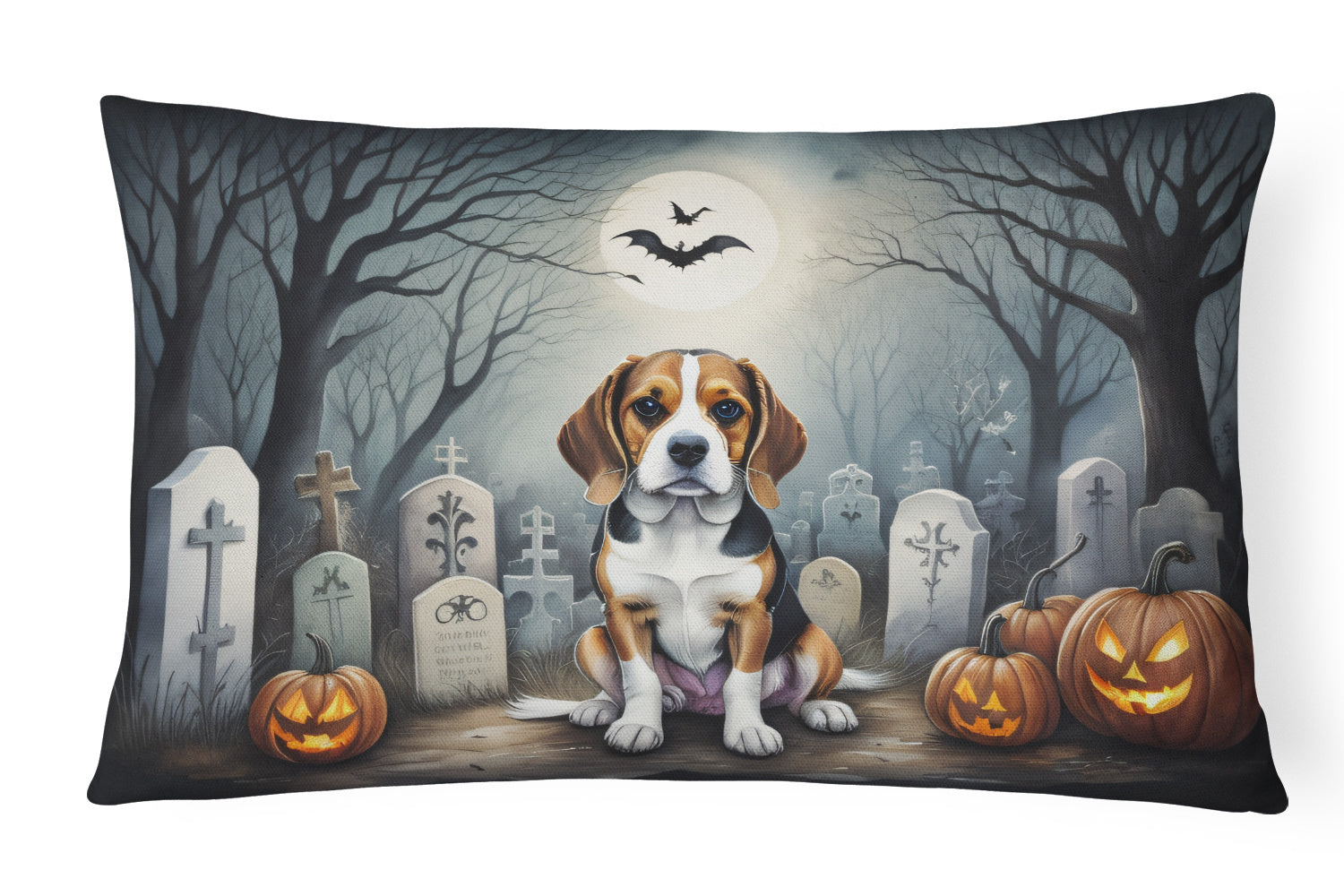 Spooky Halloween Throw Pillow Throw Pillow for Indoor Couch Bed Outdoor Patio Washable, Beagle 2011,12Hx16W