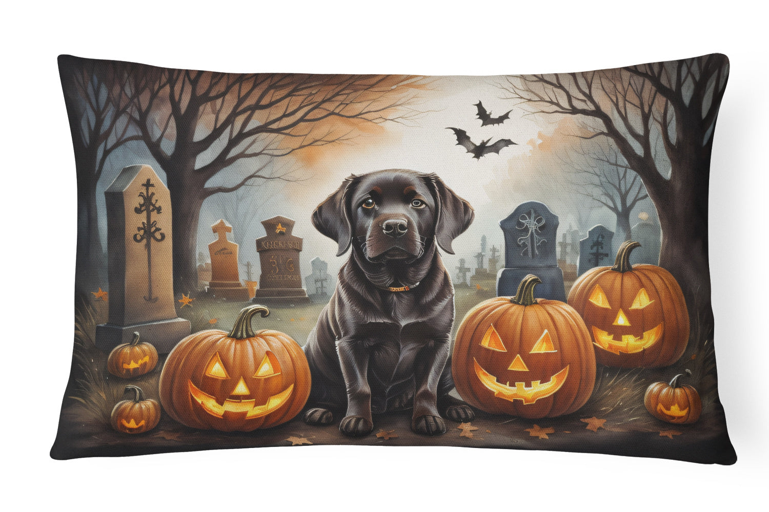 Spooky Halloween Throw Pillow Throw Pillow for Indoor Couch Bed Outdoor Patio Washable, Labrador Retriever 2033,12Hx16W