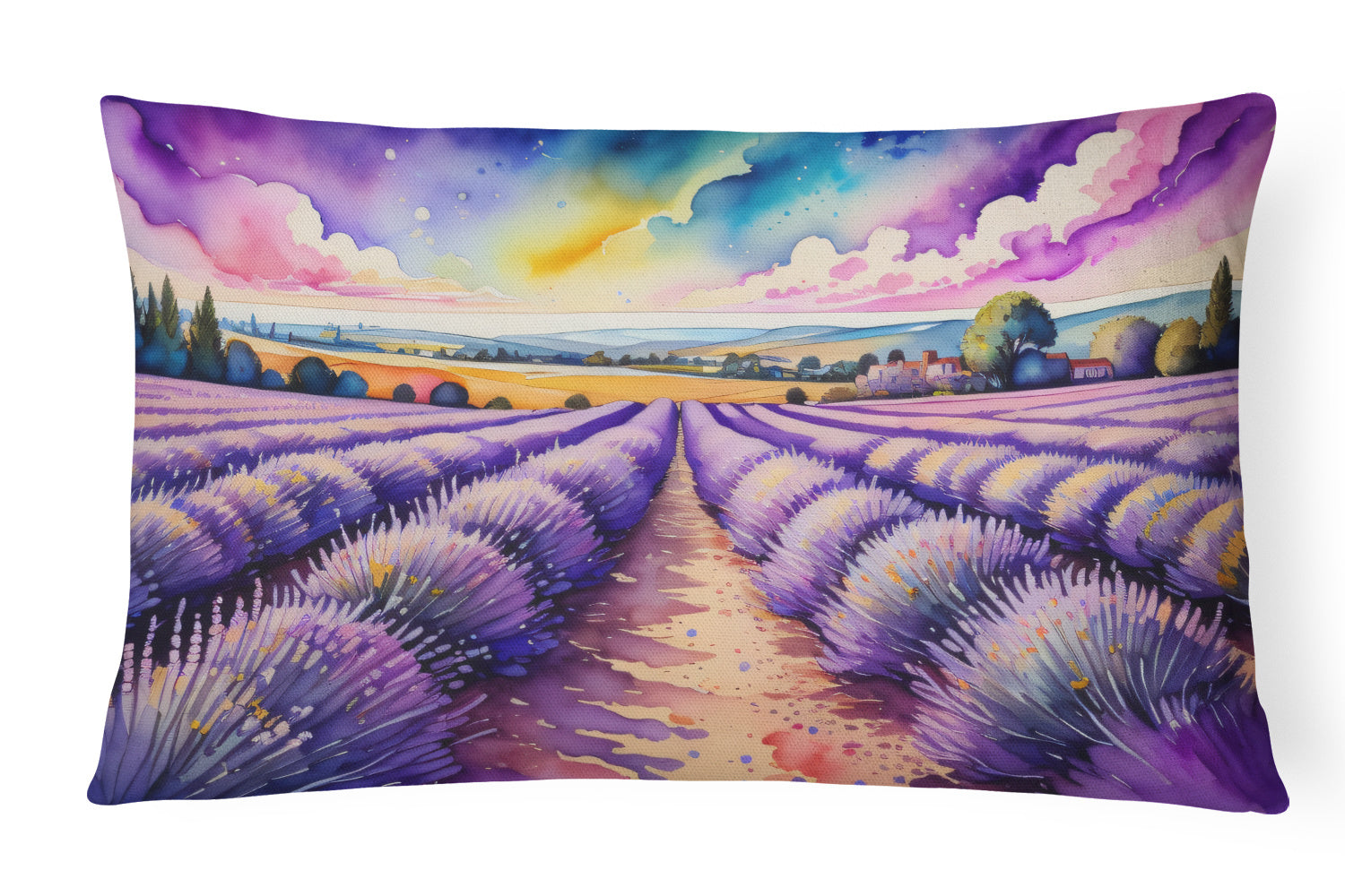 Flowers in Color Throw Pillow Throw Pillow for Indoor Couch Bed Outdoor Patio Washable, English Lavender,12Hx16W