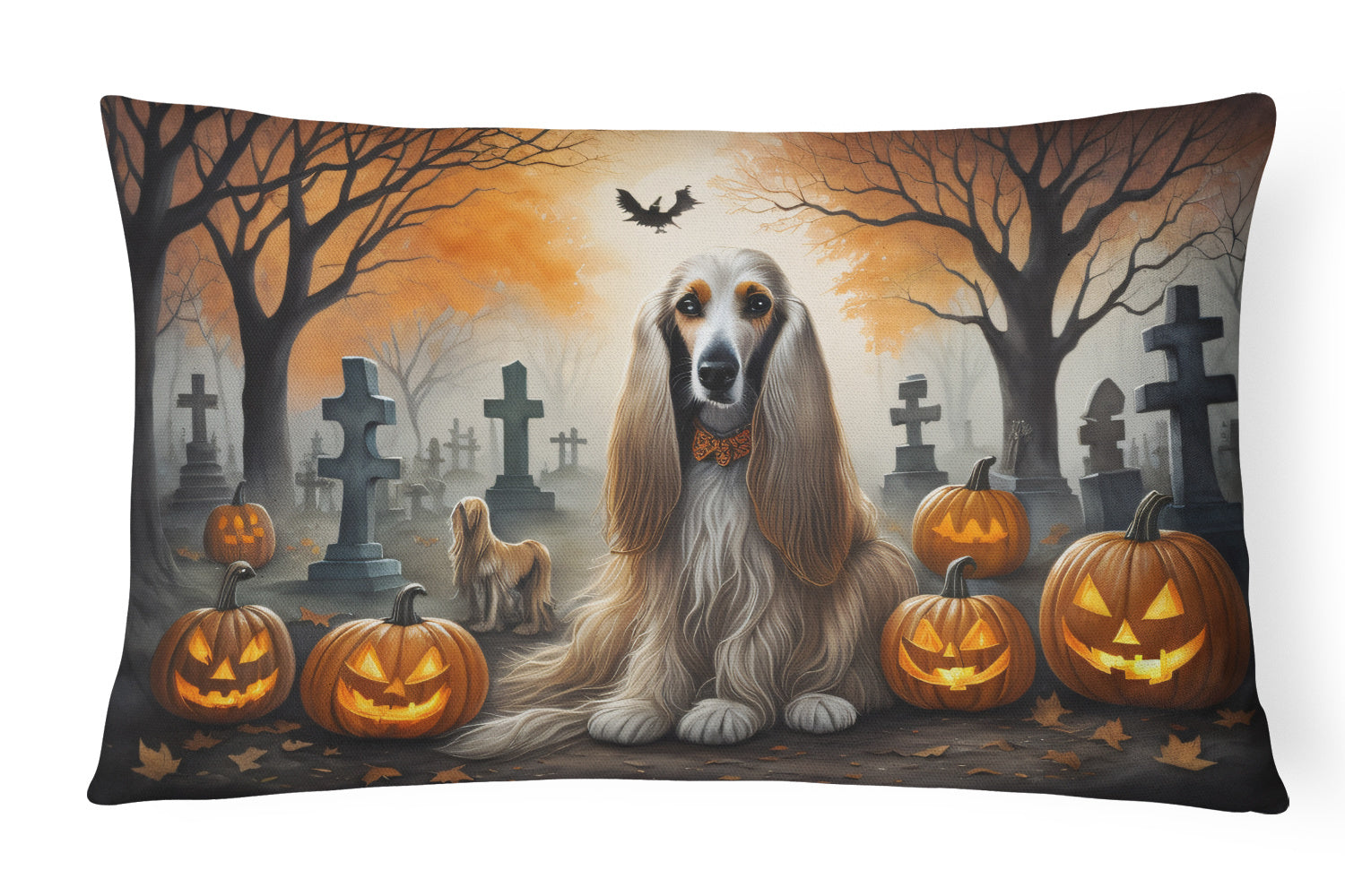 Spooky Halloween Throw Pillow Throw Pillow for Indoor Couch Bed Outdoor Patio Washable, Afghan Hound 2003,12Hx16W