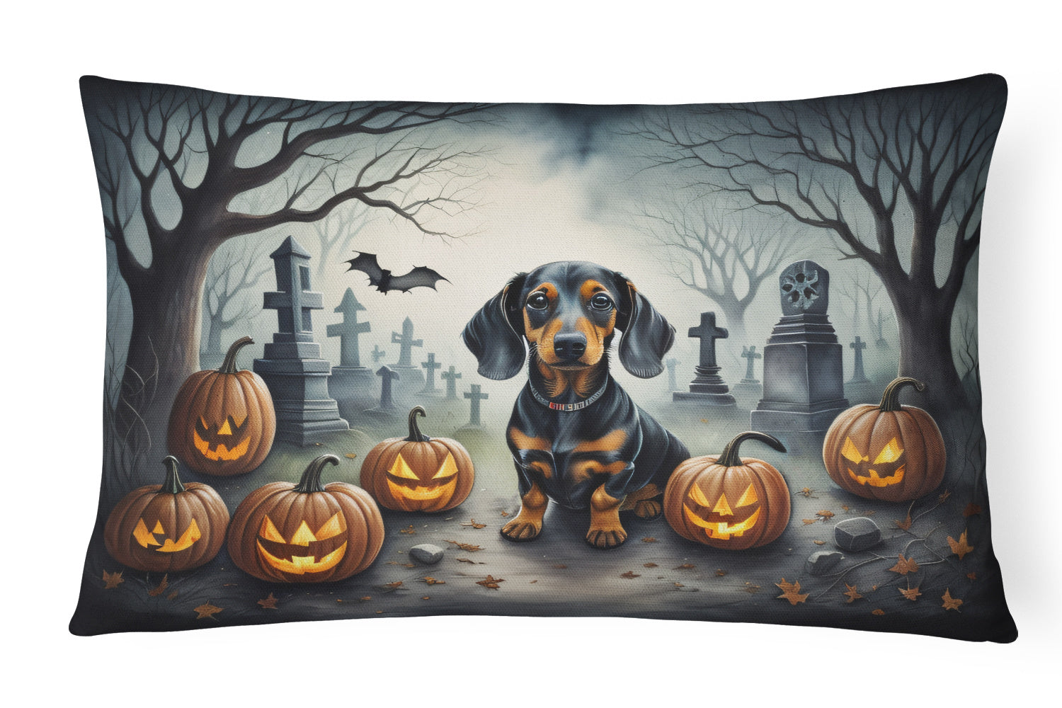 Spooky Halloween Throw Pillow Throw Pillow for Indoor Couch Bed Outdoor Patio Washable, Dachshund 2036,12Hx16W